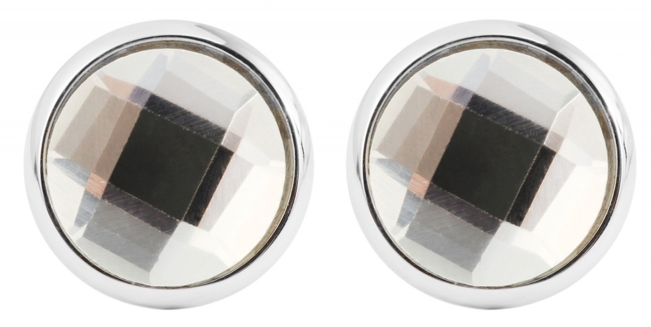 Adelia's Stainless Steel Stud Earrings White 12mm 2