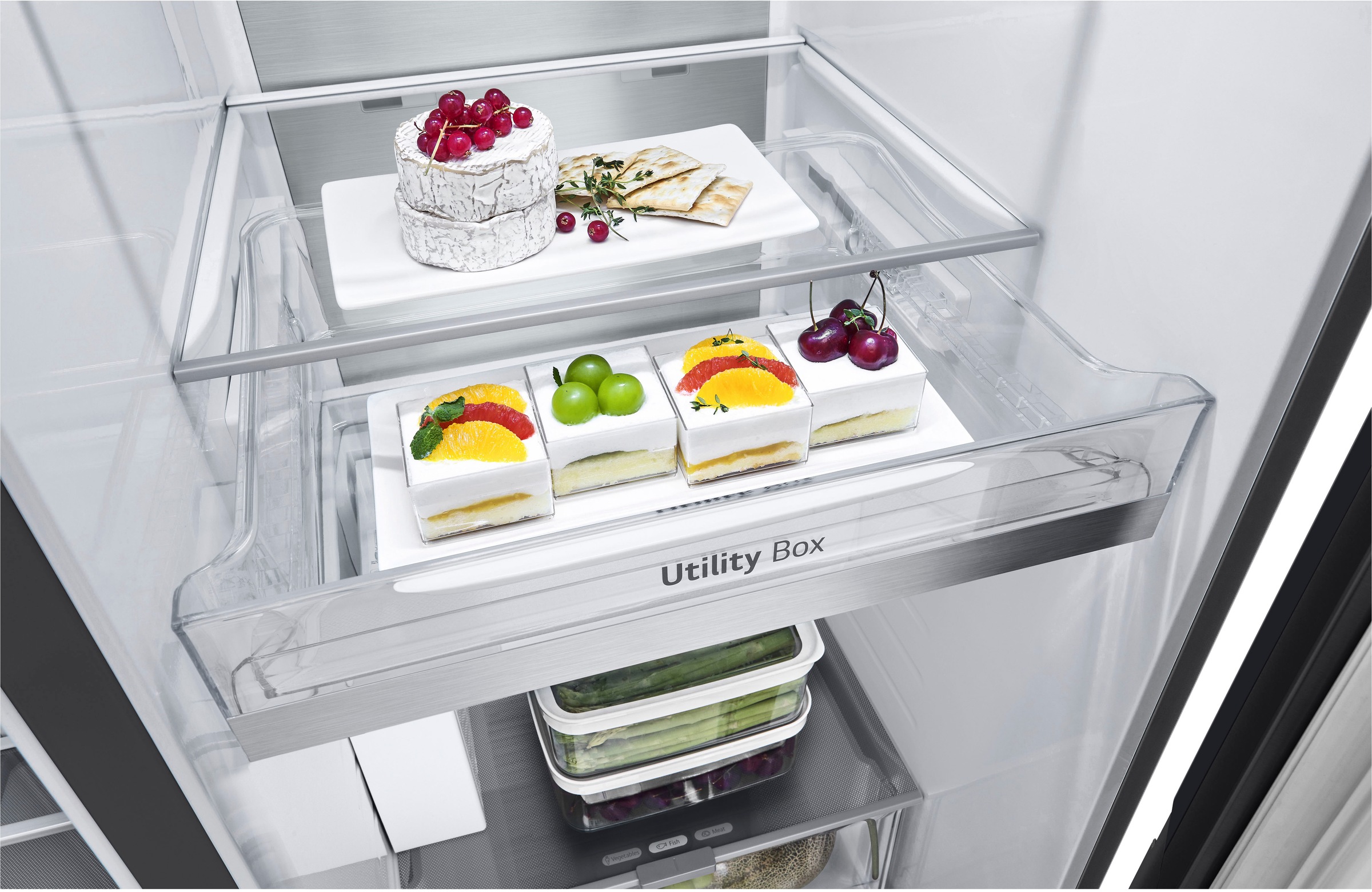 LG Side-by-Side X-Serie »GSXE90EVAD«, großes Wein- und Flaschenregal