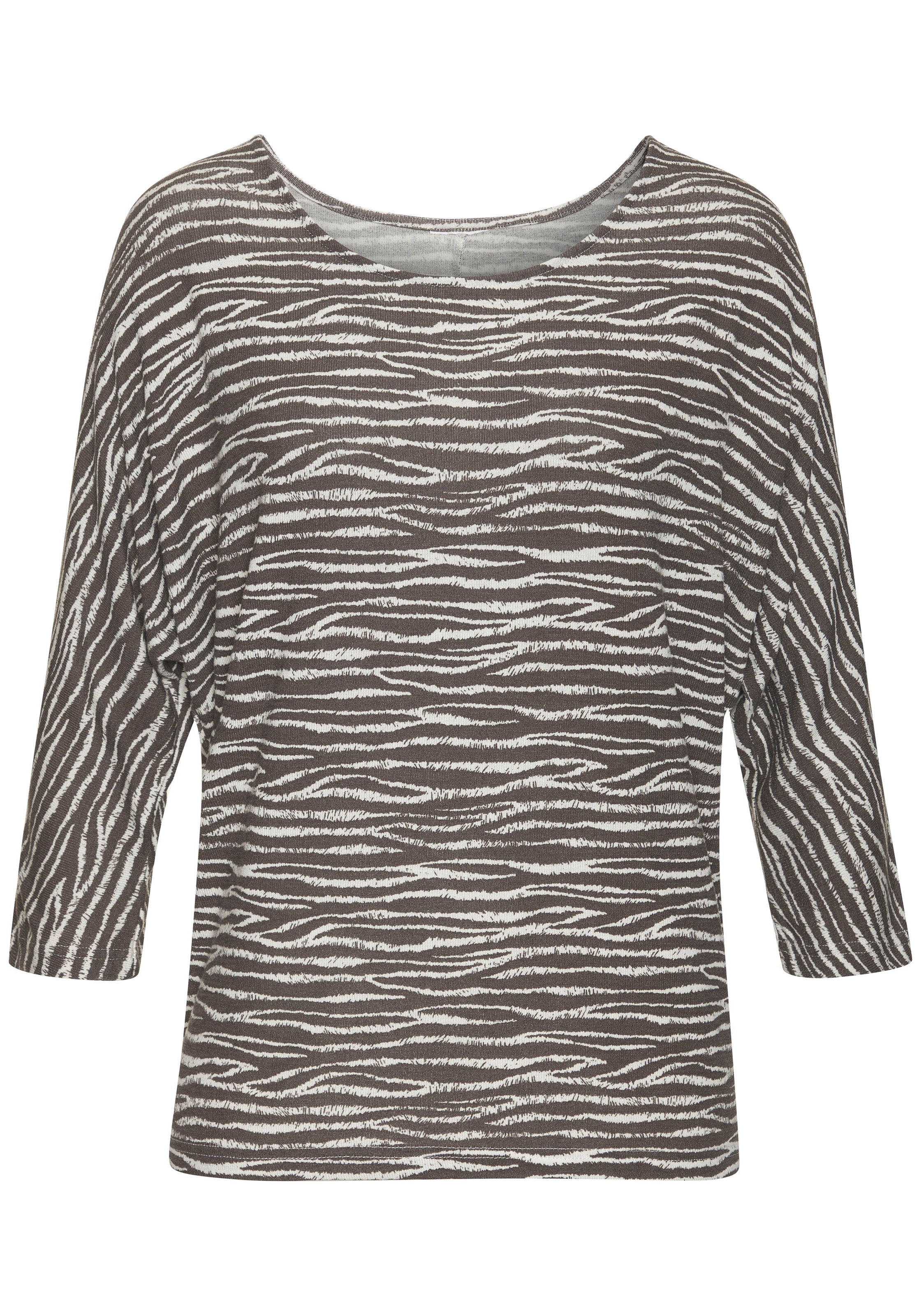 LASCANA 3/4-Arm-Shirt »mit modischem Zebra-Muster«, aus weichem Viskose-Strick
