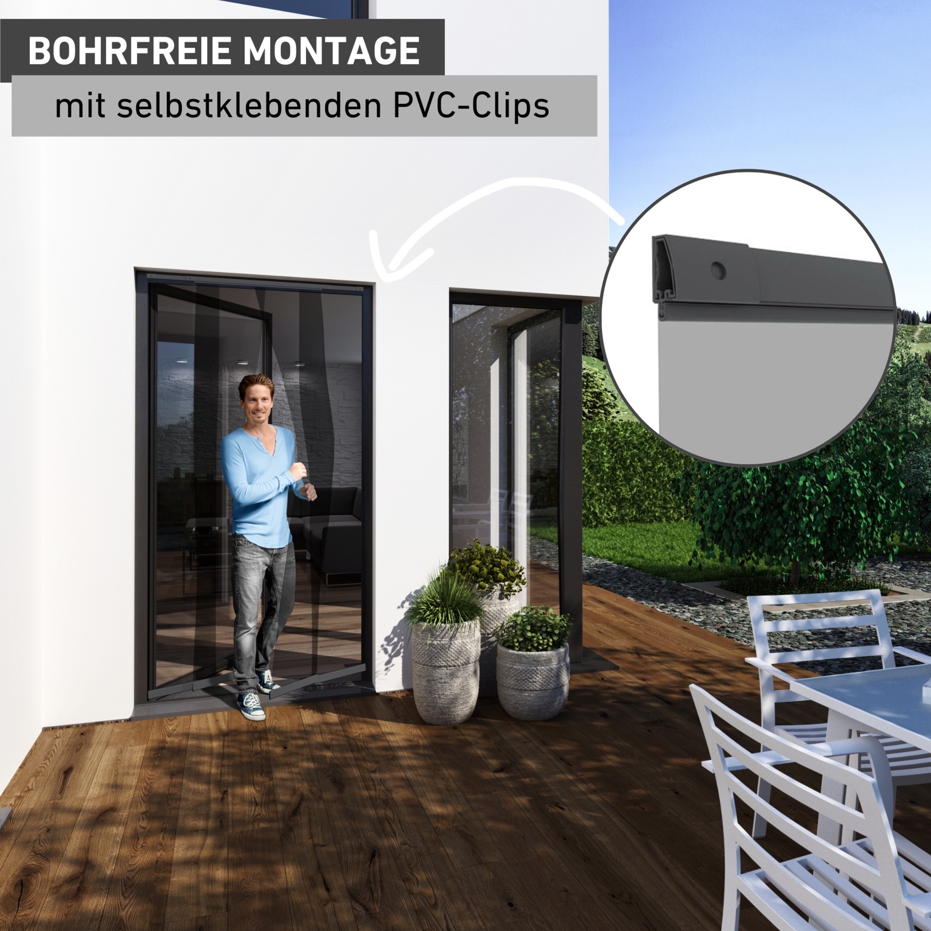 Windhager Insektenschutz-Vorhang »aus Fiberglasgewebe, Lamellenvorhang, individuell kürzbar, ohne bohren« Fliegengitter-Vorhang Magnet, Gewebe 120 x 250 cm, anthrazit