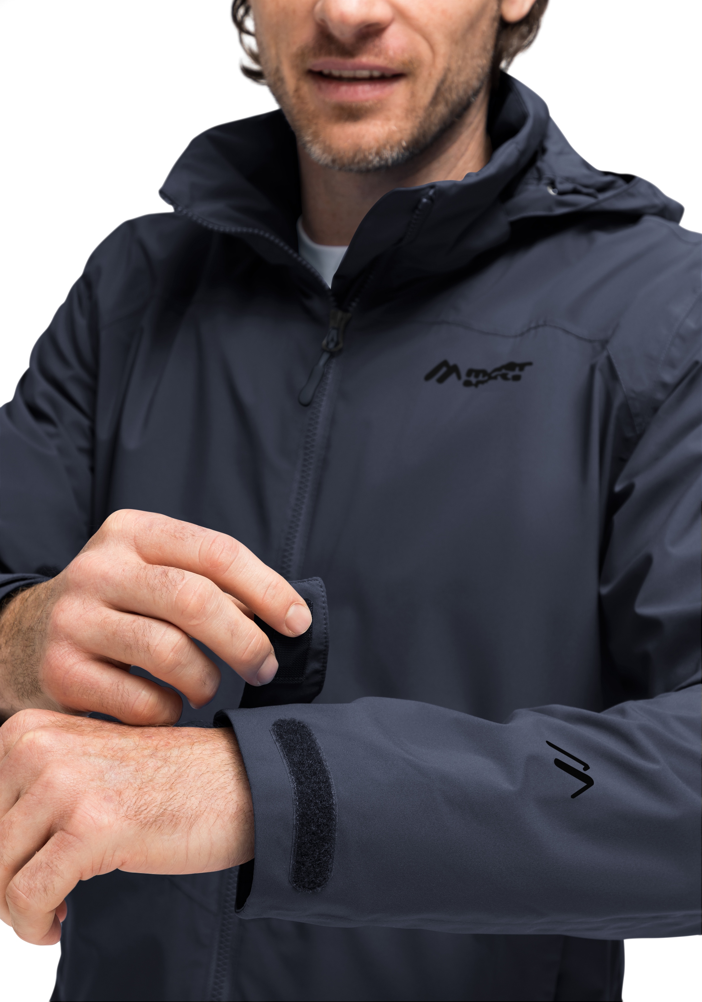 Maier Sports Outdoorjacke »Metor rec M«, Herren Regenjacke wasserdicht mit Kapuze, 2 Taschen außen, Innentasche