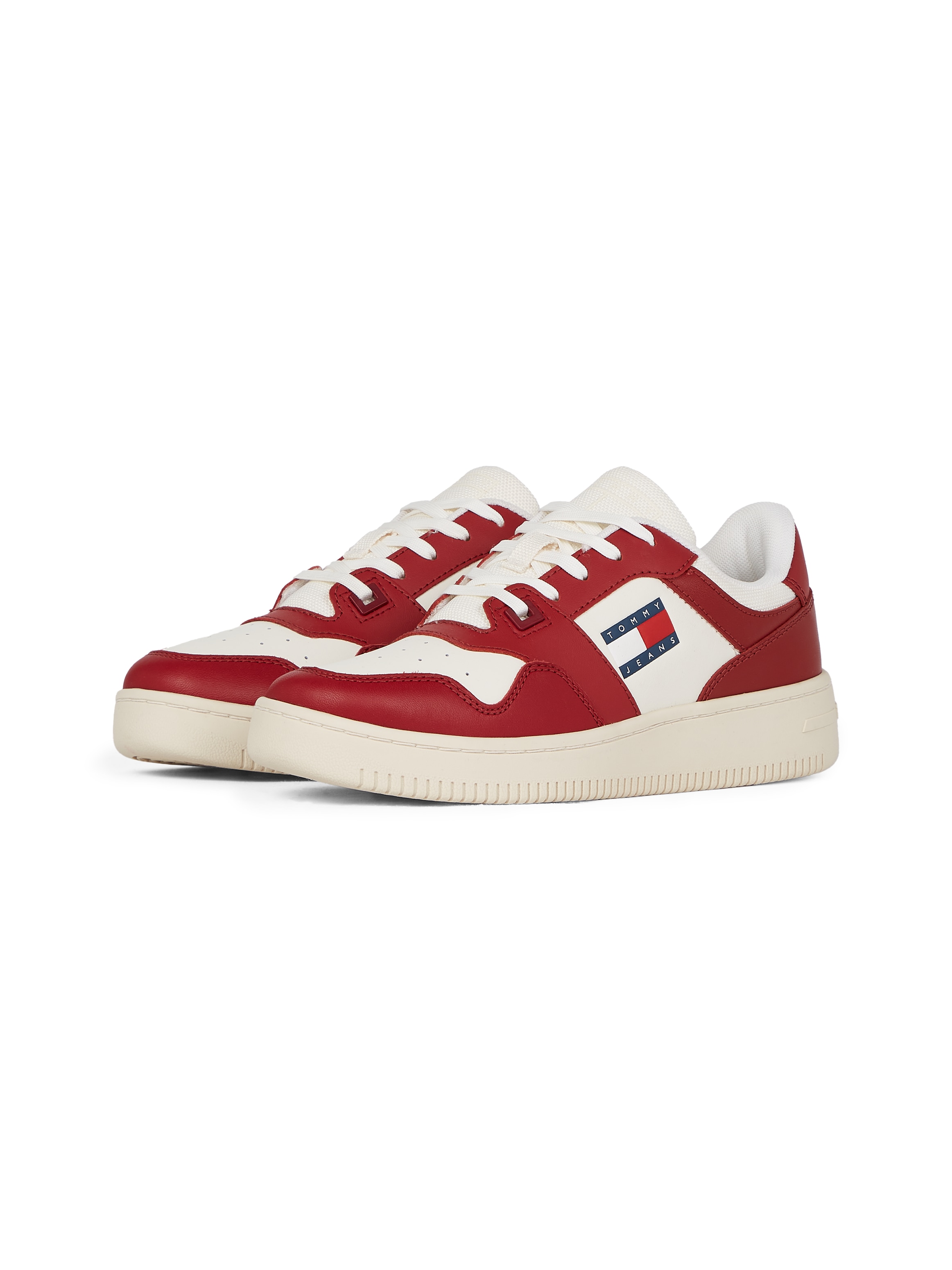 Tommy Jeans Plateausneaker "TJW RETRO BASKET ESS", Freizeitschuh, Halbschuh, Schnürschuh mit seitlicher Logoflagge