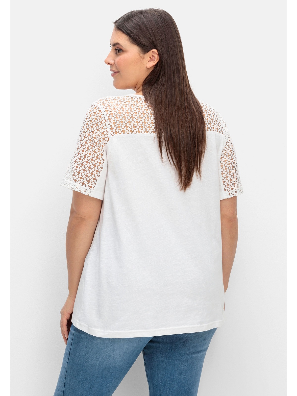 Sheego Spitzenshirt »Große Größen«, mit Rundhals-Ausschnitt