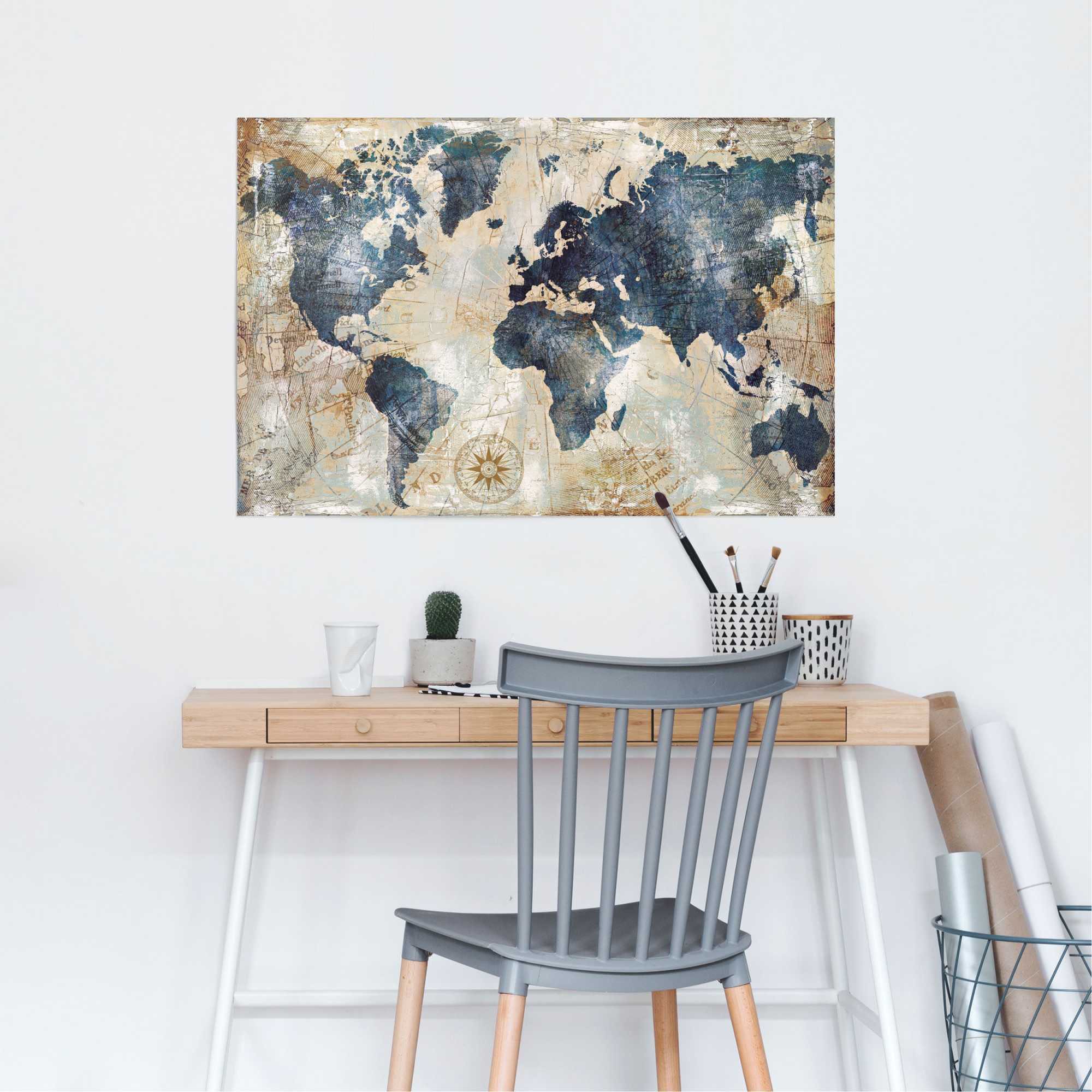 Reinders Poster "Weltkarte Vintage - Kontinente - Landkarte" 1 Stk. tlg. günstig online kaufen