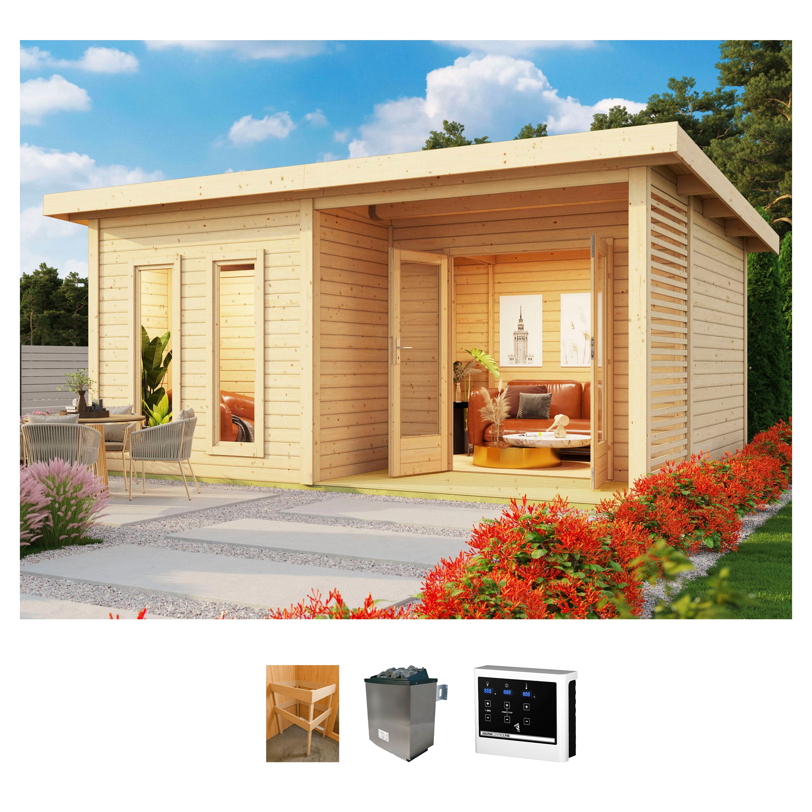 KONIFERA Saunahaus "Maiko 5 SET B" Ofen 9 KW externe Strg easy
