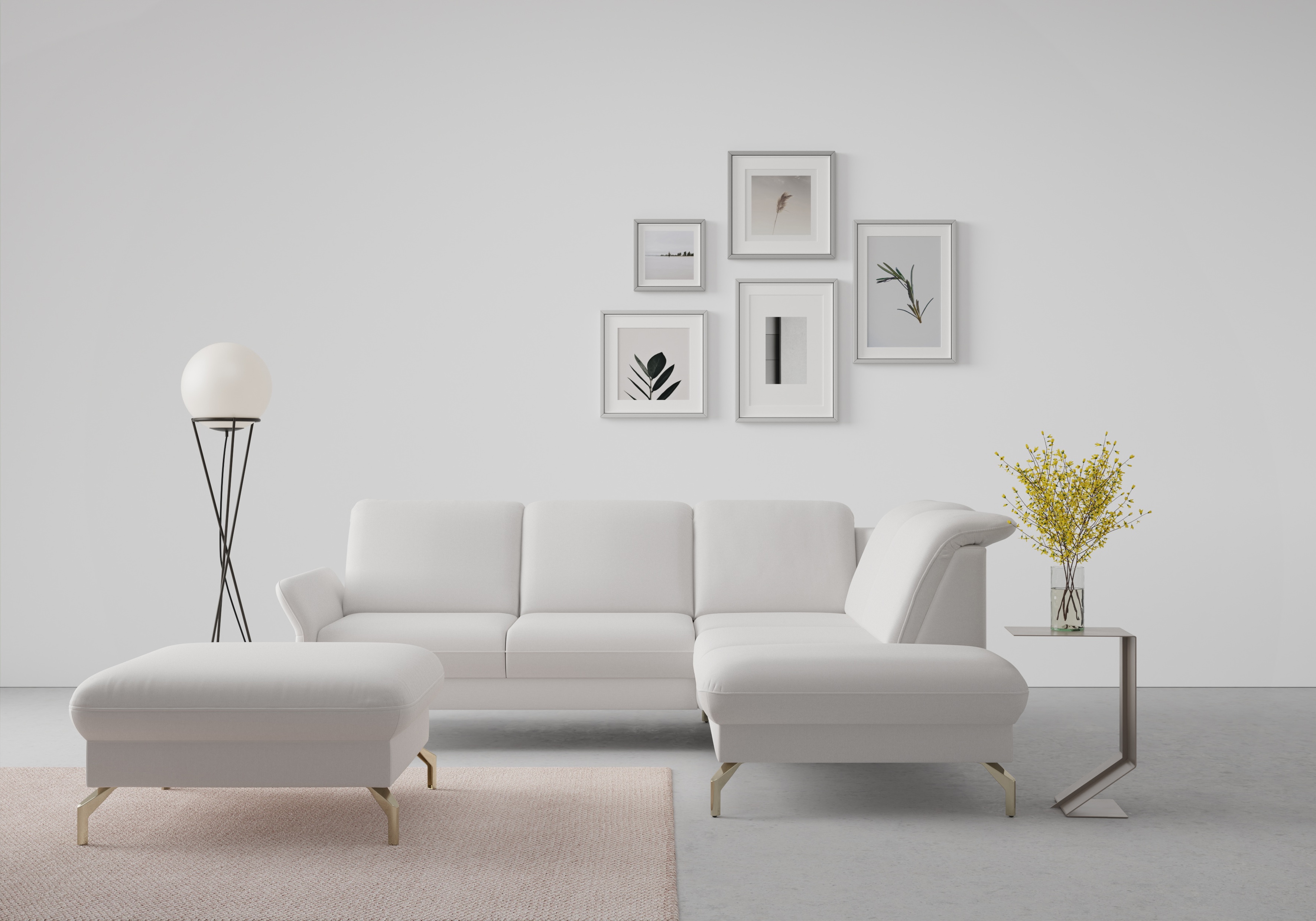 sit&more Ecksofa "Fashion L-Form" wahlweise mit Kopfteilverstellung, Vorziehsitz, motorisch, Nickelfüße