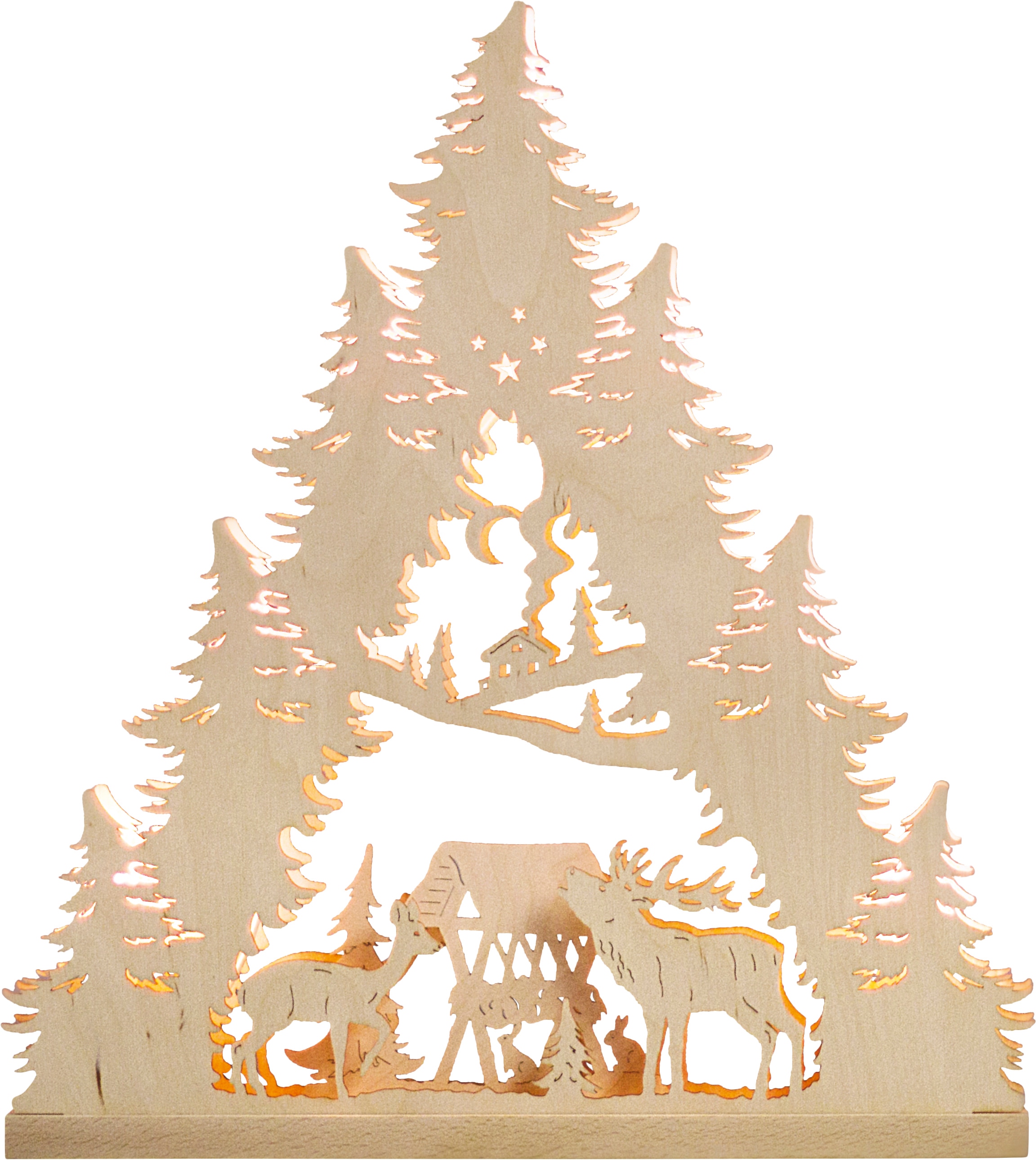 BAUR Lichterbogen Lichterspitze, Pyramidenform 7- | »Hirschfamilie, flammig, Weihnachtsdeko«, LED Weigla