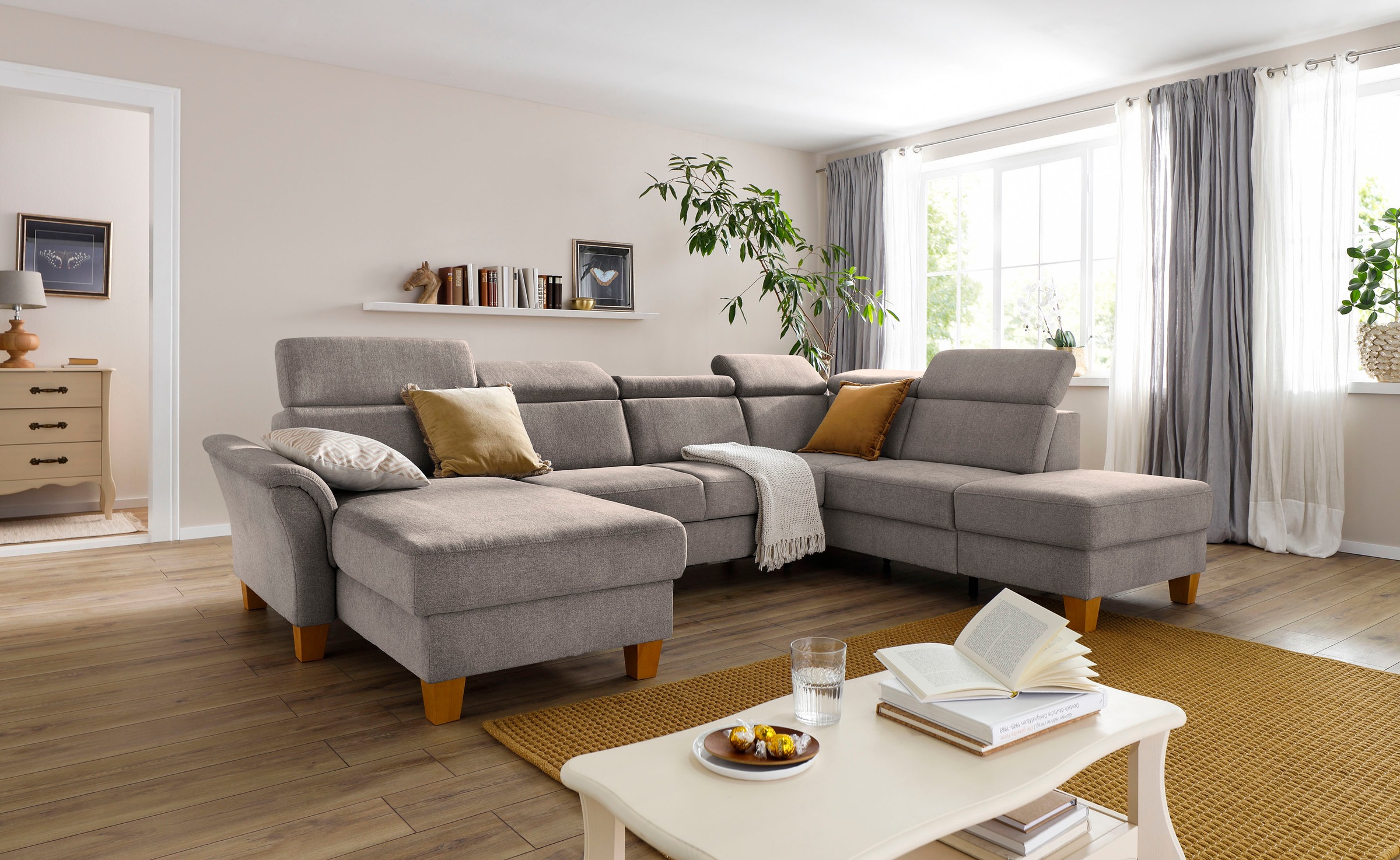 Home affaire Wohnlandschaft "Conville U-Form" Kopfteilverstellung wahlweise günstig online kaufen