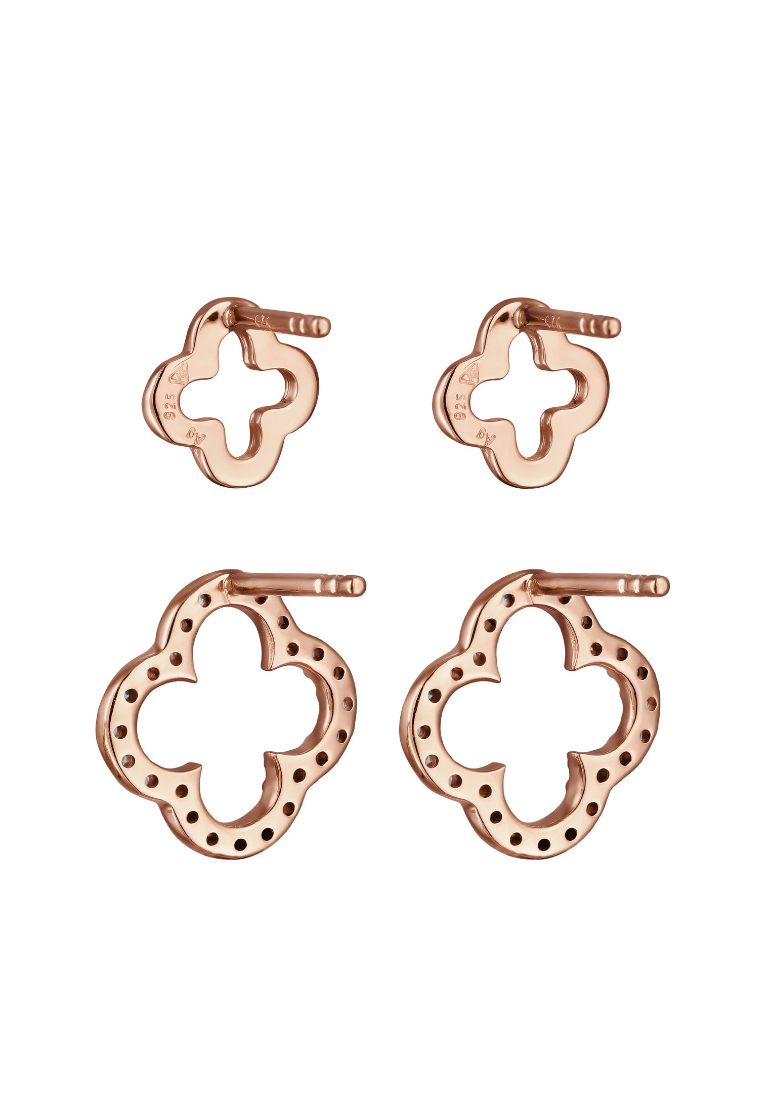 Elli Ohrstecker-Set »Ohrringe Kleeblatt Zirkonia Set Glücksymbol 925 Sterling Silber«