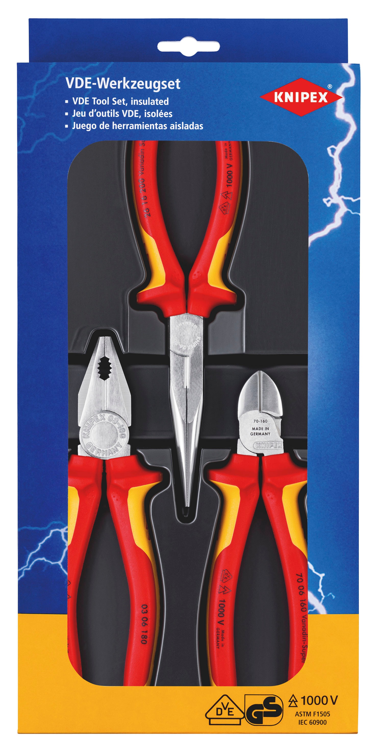 Knipex Zangenset »00 20 12 Elektro-Paket«, (1 tlg.)