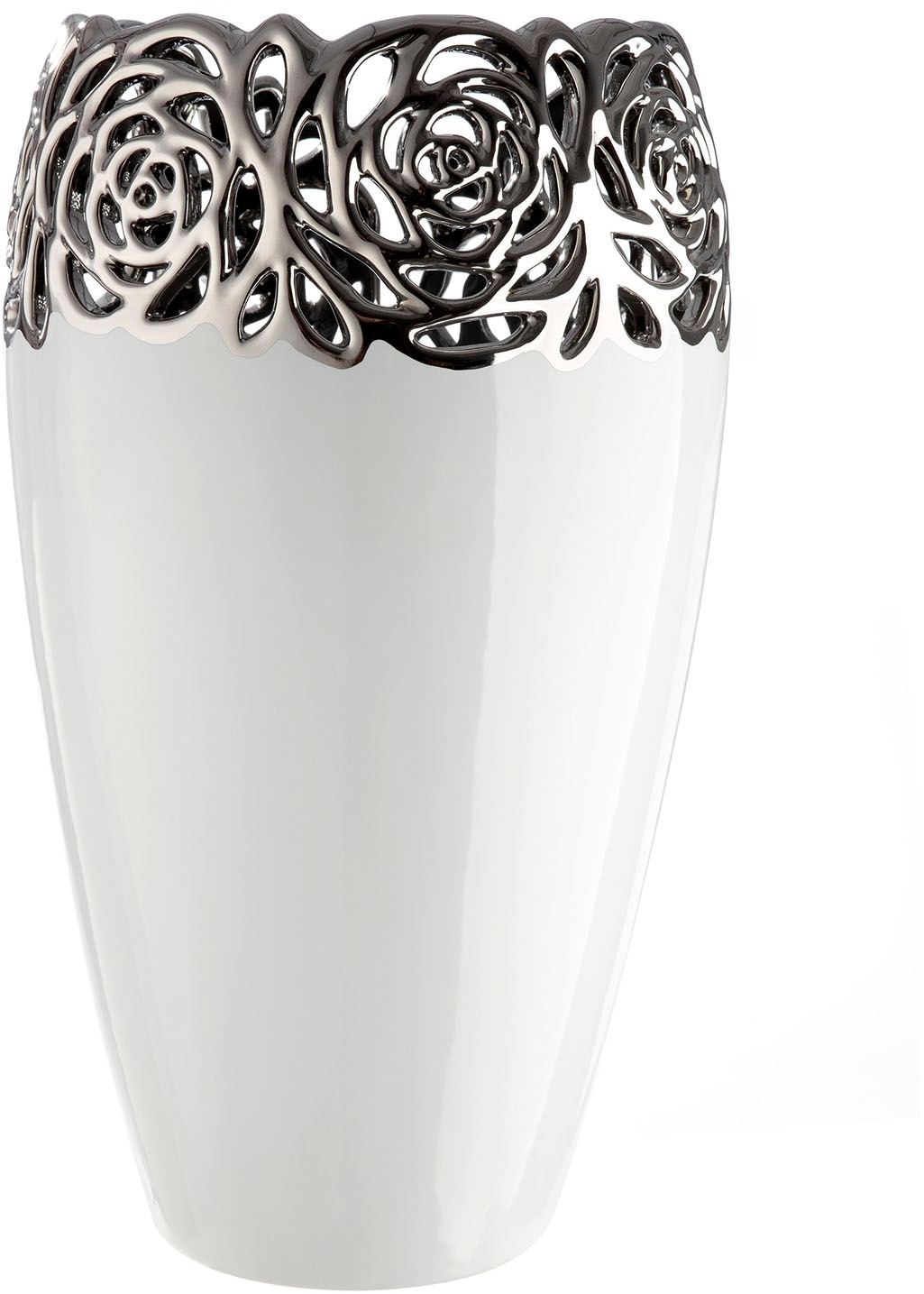 GILDE Tischvase "Vase Rose weiß H. 31,5 cm" günstig online kaufen