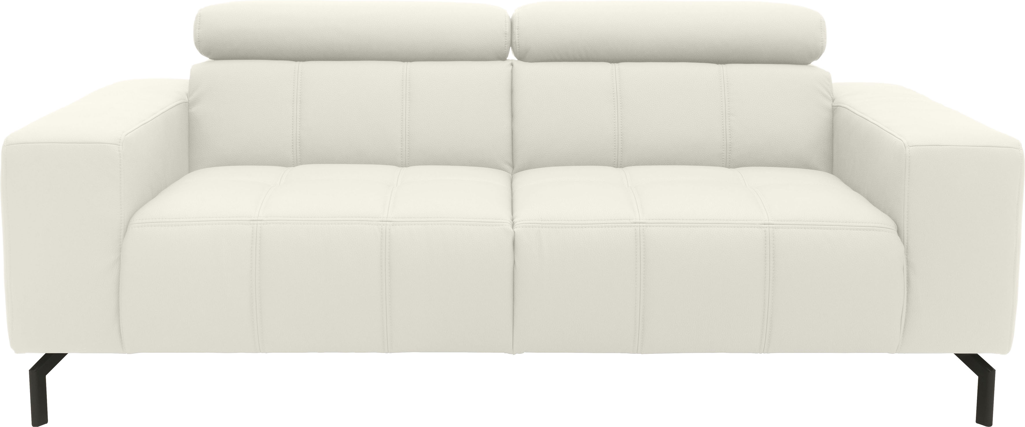 DOMO collection 2-Sitzer "Cunelli, moderne Sitznähte als Designelement, fester Sitzkomfort" whlw. verstellbare Kopfteile, passend für gängige Saugroboter