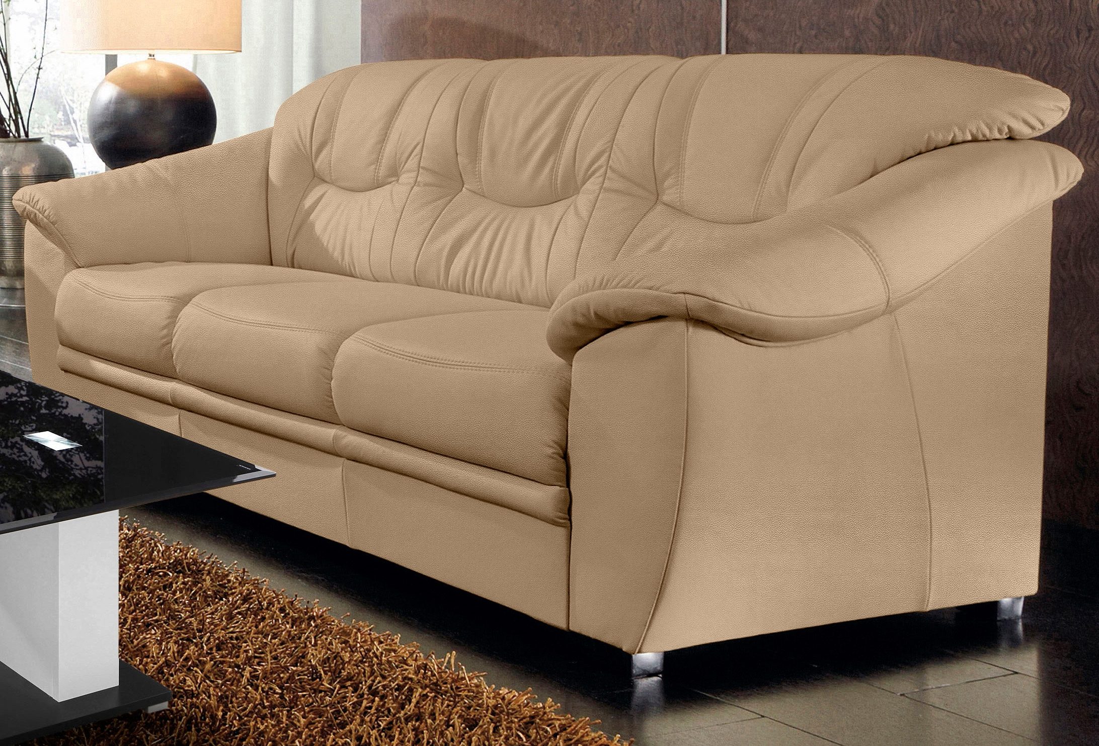 sit&more 3-Sitzer "Savona, B: 198 cm, Federkern, Komfortsitzhöhe 46 cm" optional Schlaffunktion, Liegefläche 190x137cm, Stoff- & Lederauswahl