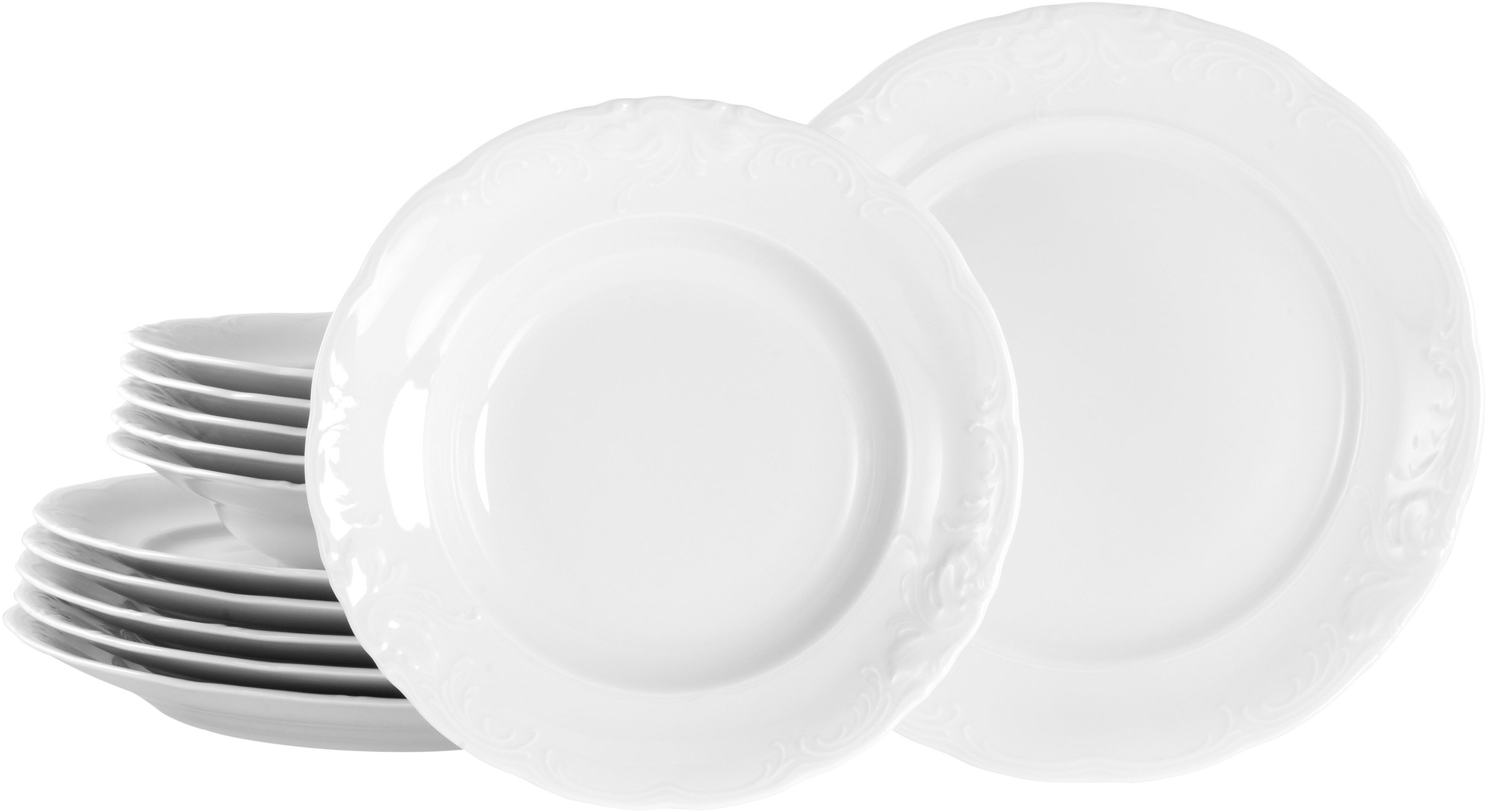 CREATABLE Tafelservice "Frederike Weiss, Service 12-tlg.", 12weiß, Geschirr-Sets, Klassisch, Zeitlos