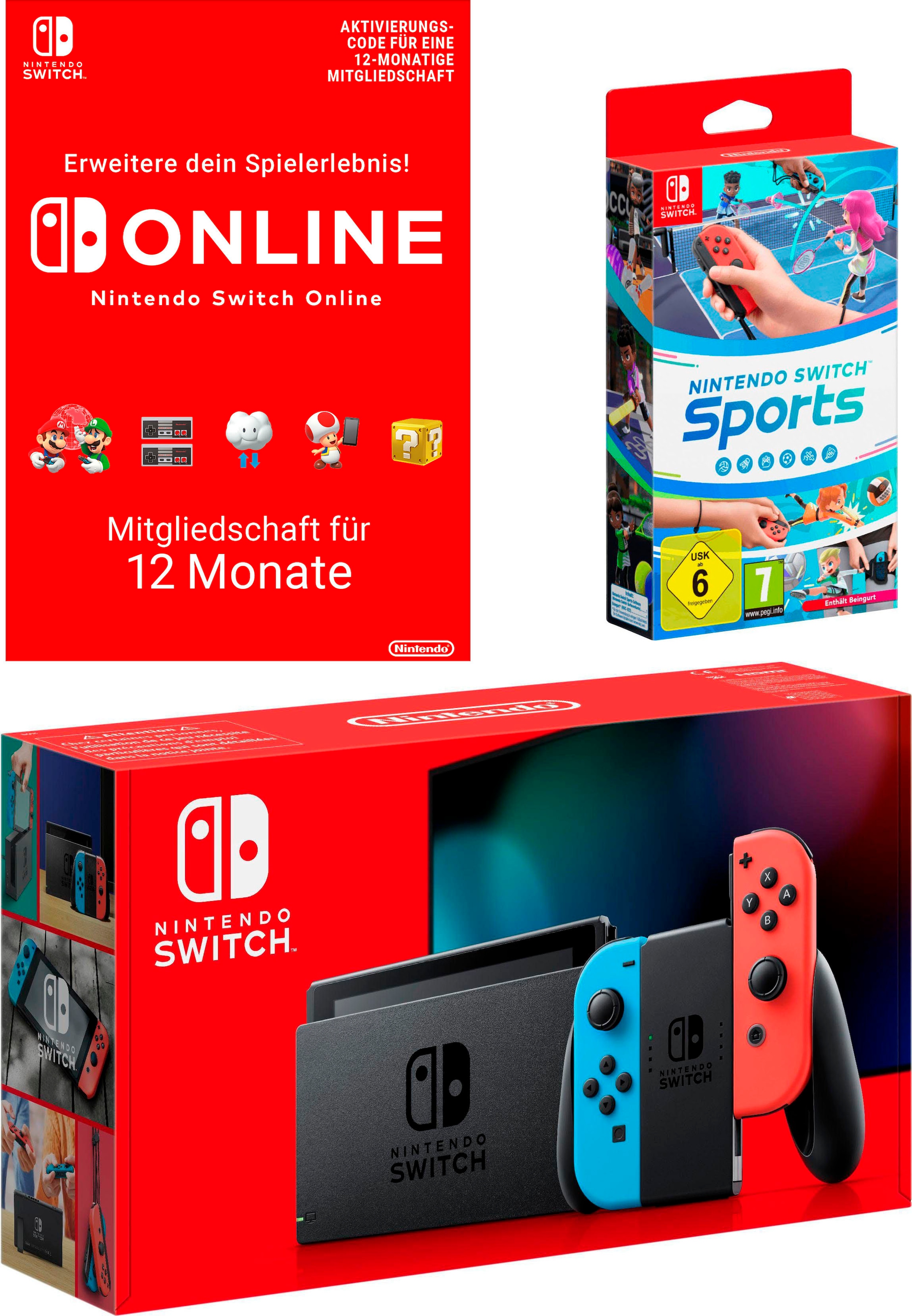 Nintendo Switch Spielekonsole, inkl. Switch Sports + Nintendo Switch Online 12 Monate