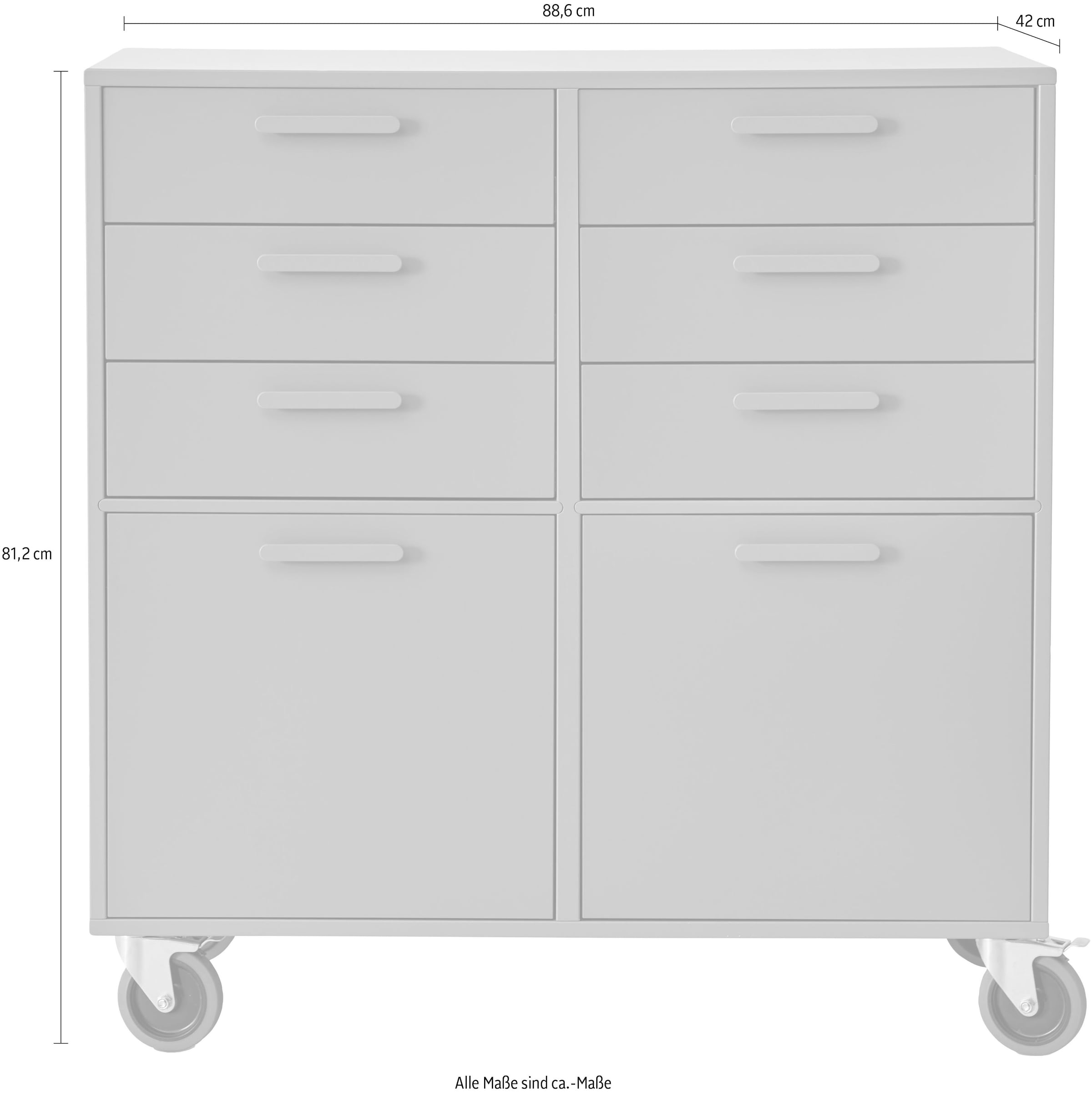Hammel Furniture Regal »Keep by Hammel«, 6 Schubladen, 2 Türen und Rollen, Breite 88,6 cm, flexible Möbelserie