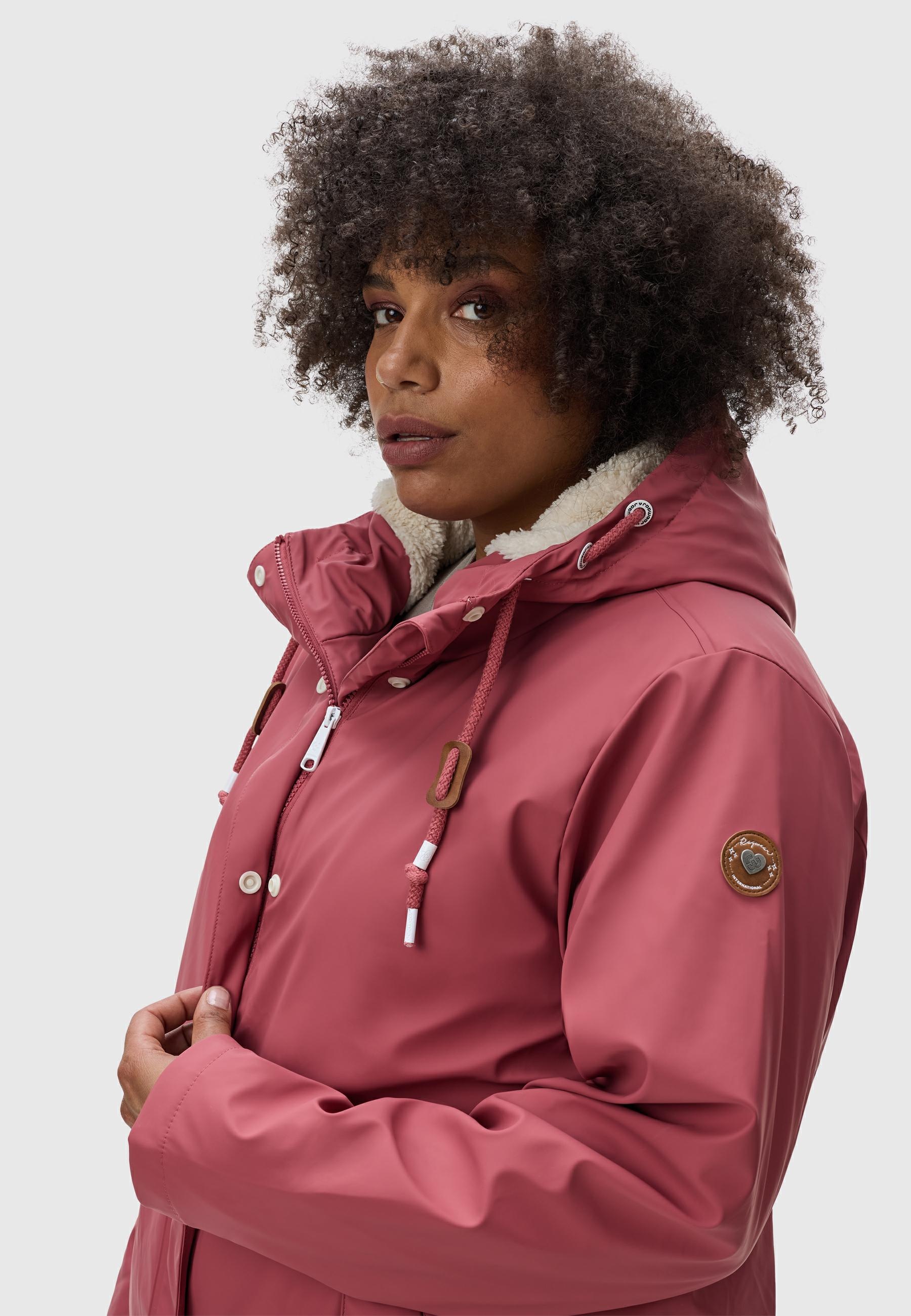 Ragwear Regenjacke »Marge«, mit Kapuze, warm gefütterter Damen Winter Regenmantel