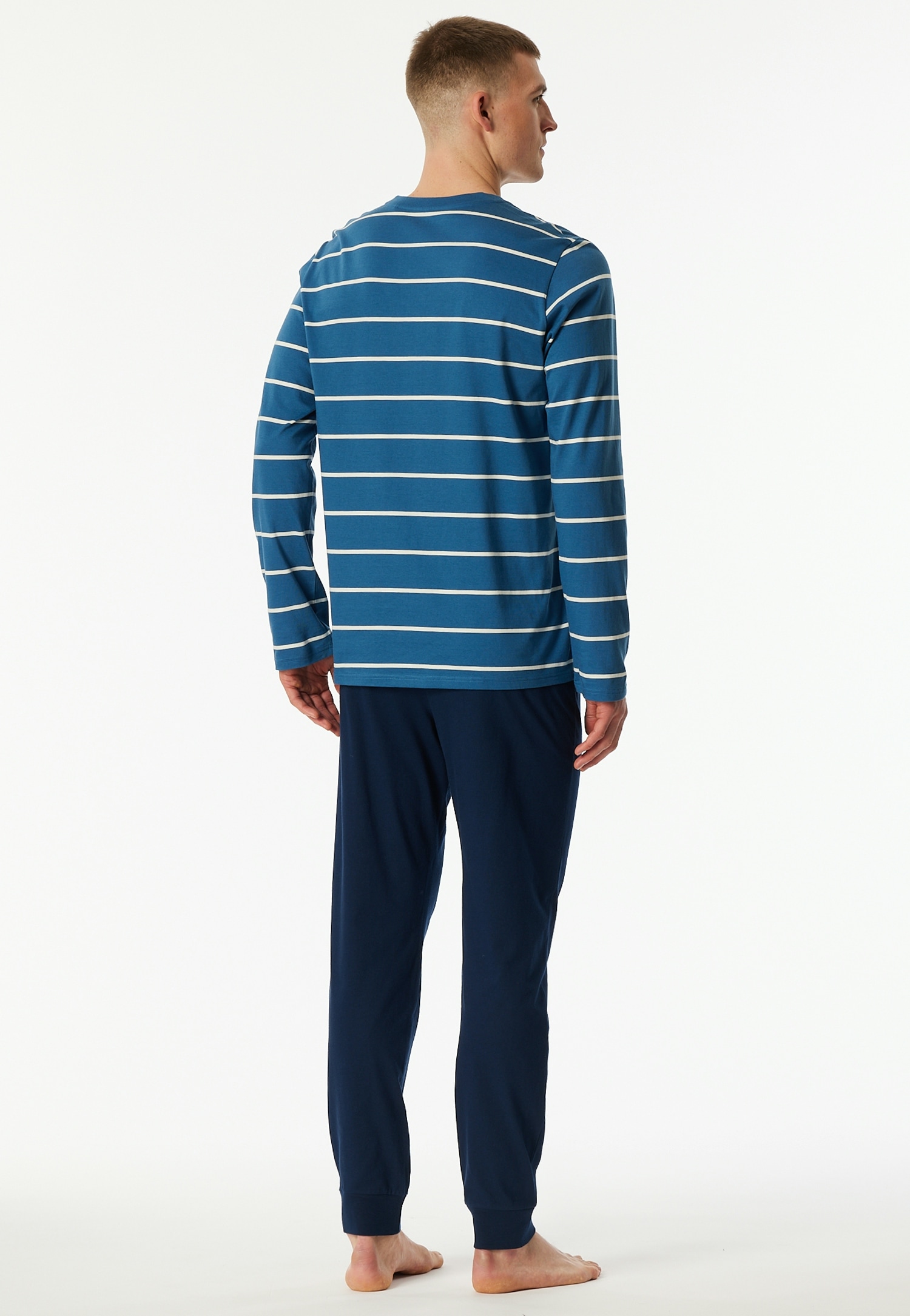 Schiesser Schlafanzug »Casual Nightwear« 2 tlg. Knopfleiste, Bindeband, Langarm, Baumwolle, Single Jersey