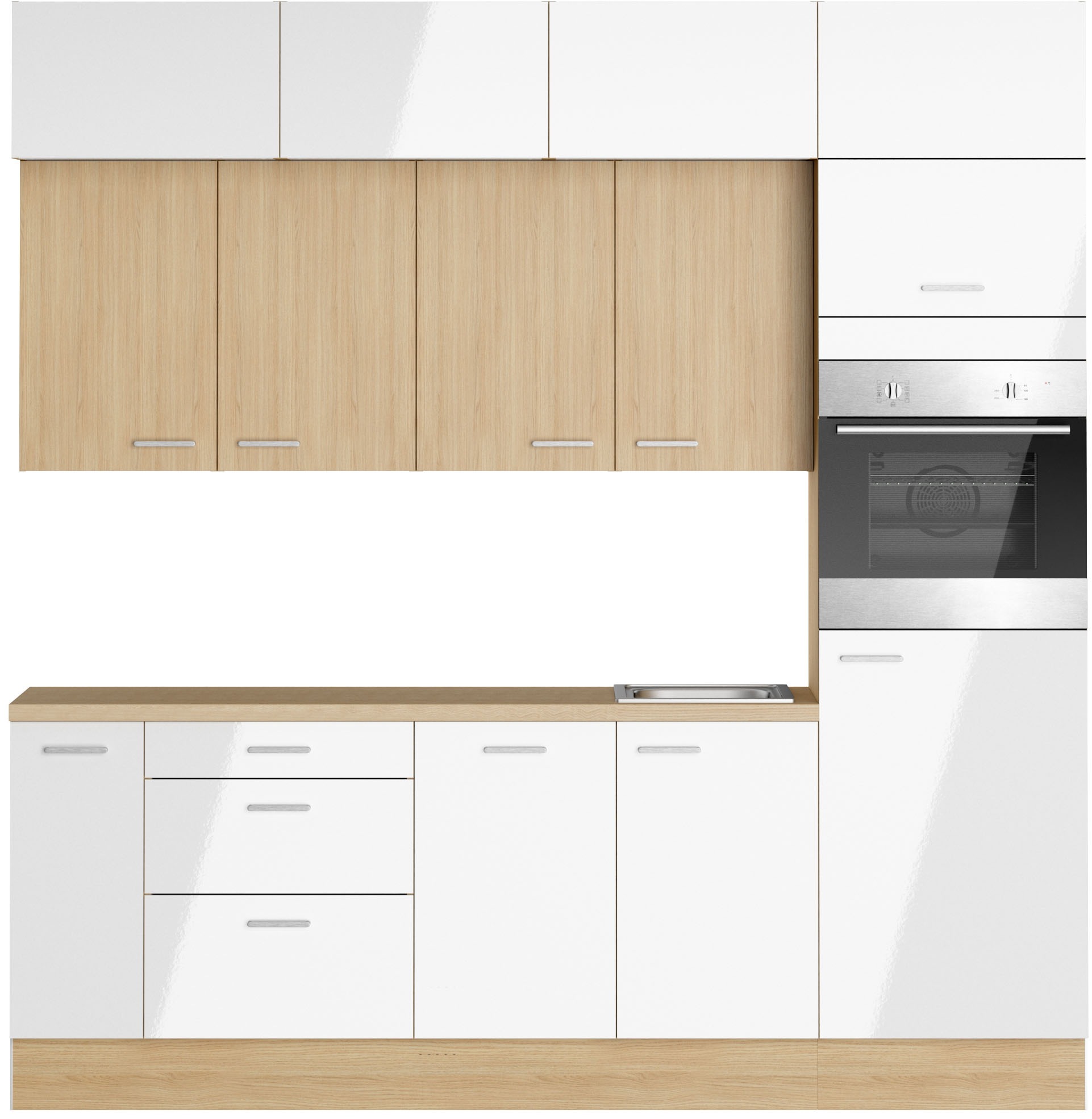 KOCHSTATION Küchenzeile "KS-Lucy" Breite 240 cm, Soft-Close, inkl. Zubehör, wahlweise mit Geschirrspüler