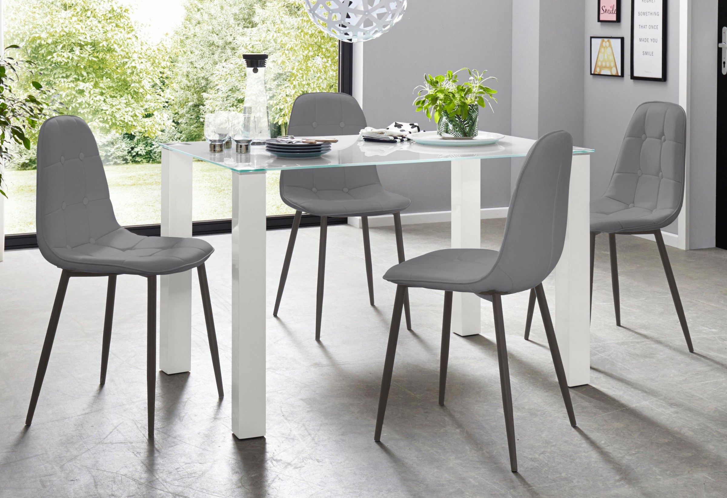 Essgruppe, (Set, 5 tlg.), mit Glastisch, Breite 120 cm bestellen | BAUR