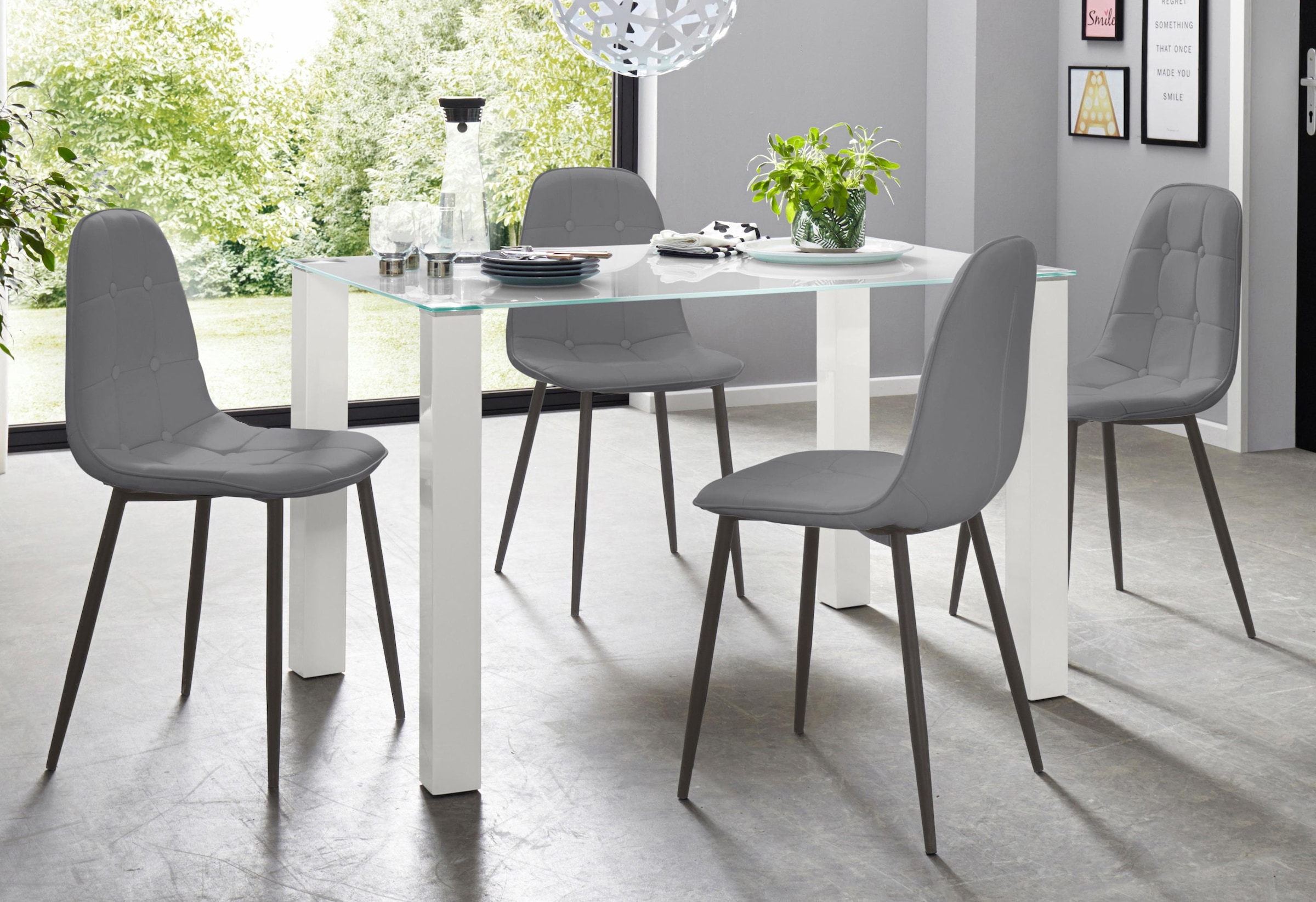 INOSIGN Essgruppe Set, 5 Stk. tlg. mit Glastisch, Breite 120 cm günstig online kaufen