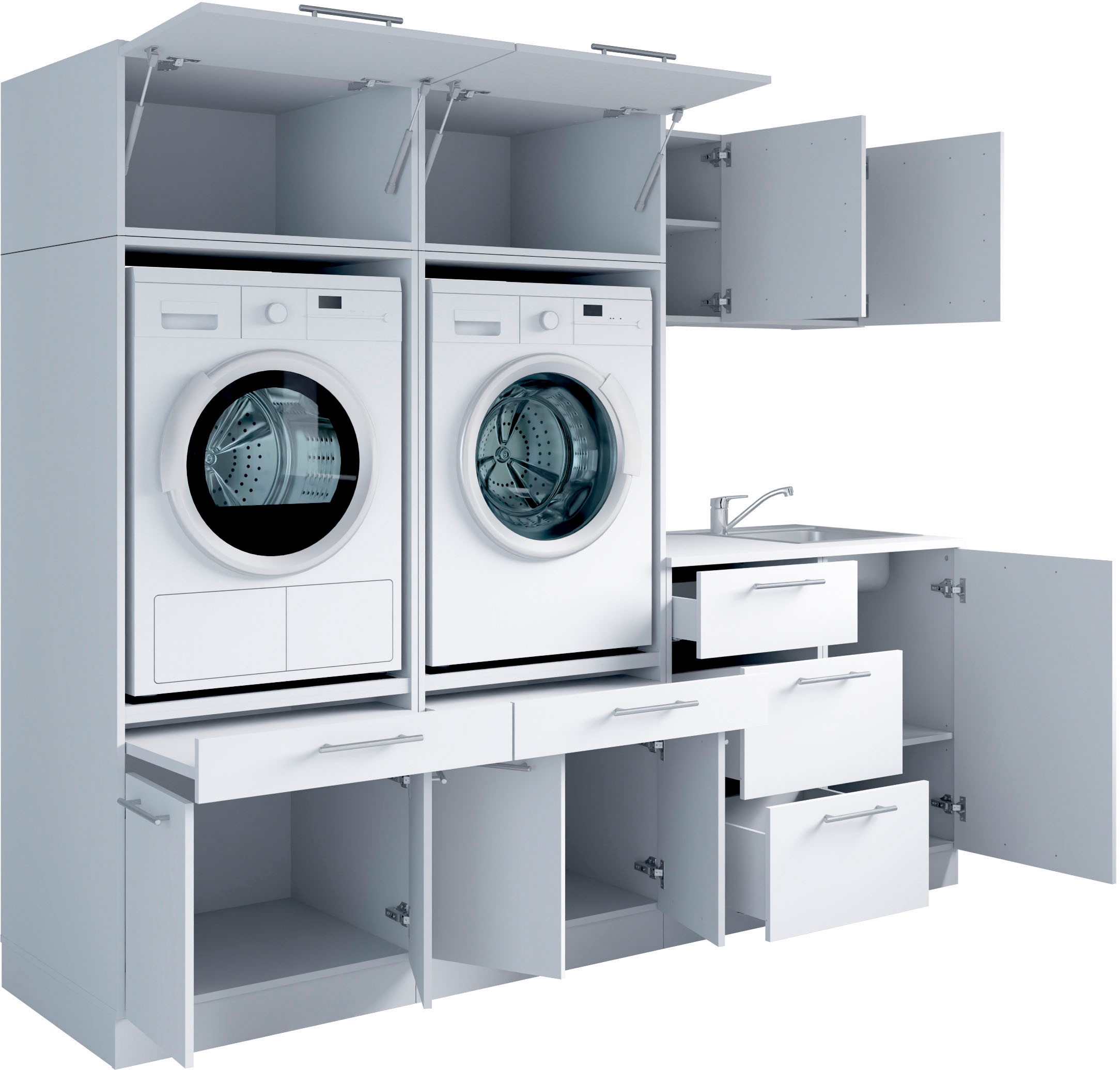 Laundreezy Mehrzweckschrank-Set »Laundreezy, 8-tlg. Mehrzweckschrank-Set B/H/T 236/200/68 cm« 8 Stk. tlg.