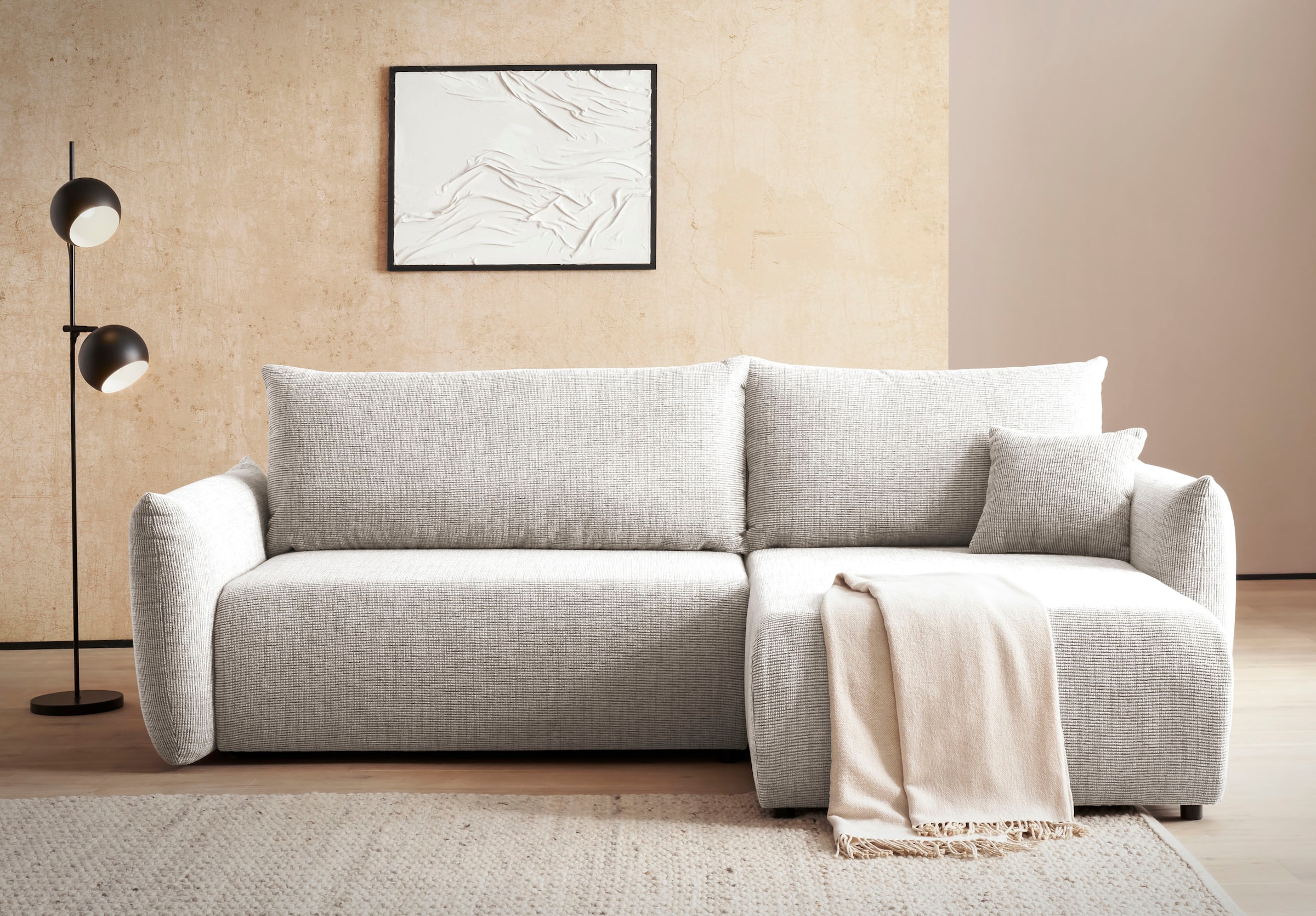 INOSIGN Ecksofa "MAVAS Schlafsofa mit Bettkasten, L-Form," ca.257/127cm (Li günstig online kaufen
