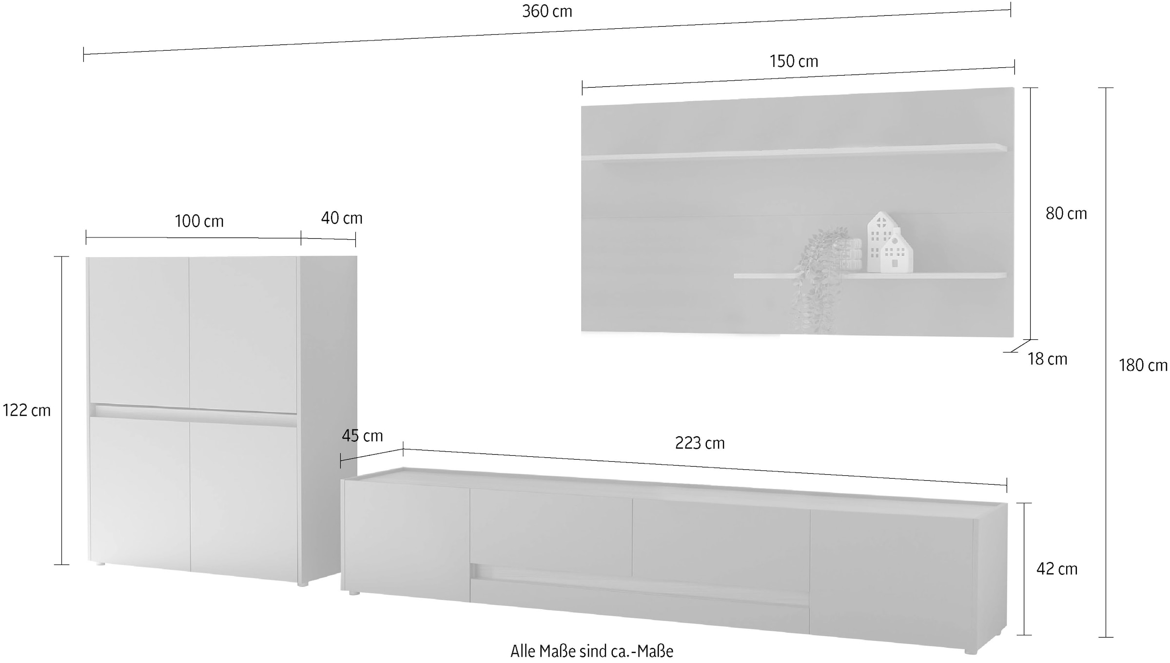 INOSIGN Wohnwand »City/Giron, moderne Anbauwand, Komplettset in vielen Farben verfügbar« Set, 3 Stk. tlg.