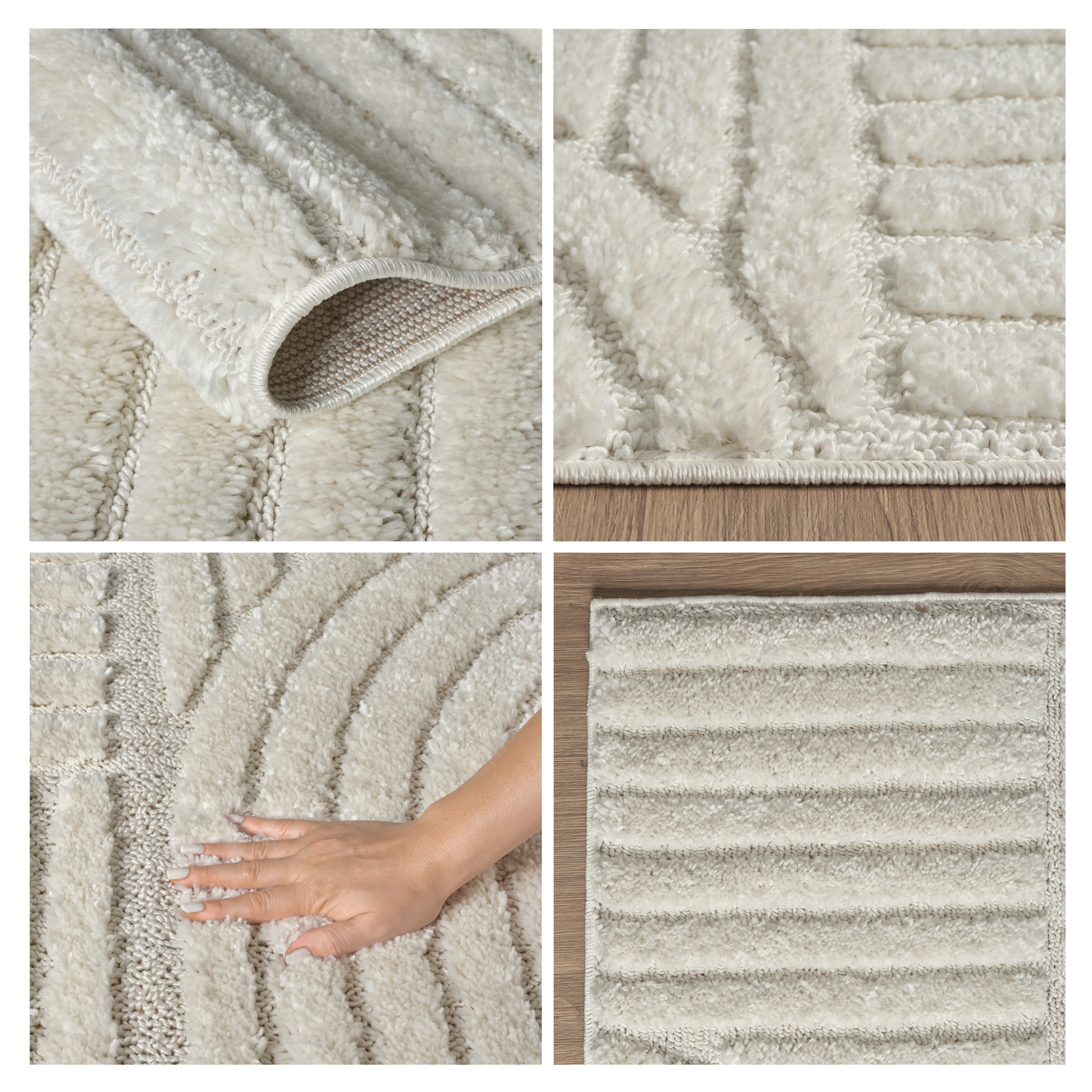 OTTO home Teppich »Jonne, Boho-Design, Scandi, Designteppich« rechteckig 20 mm Höhe Hoch-Tief, 3D Optik, skandinavischer Stil, Wohnzimmer, Schlafzimmer