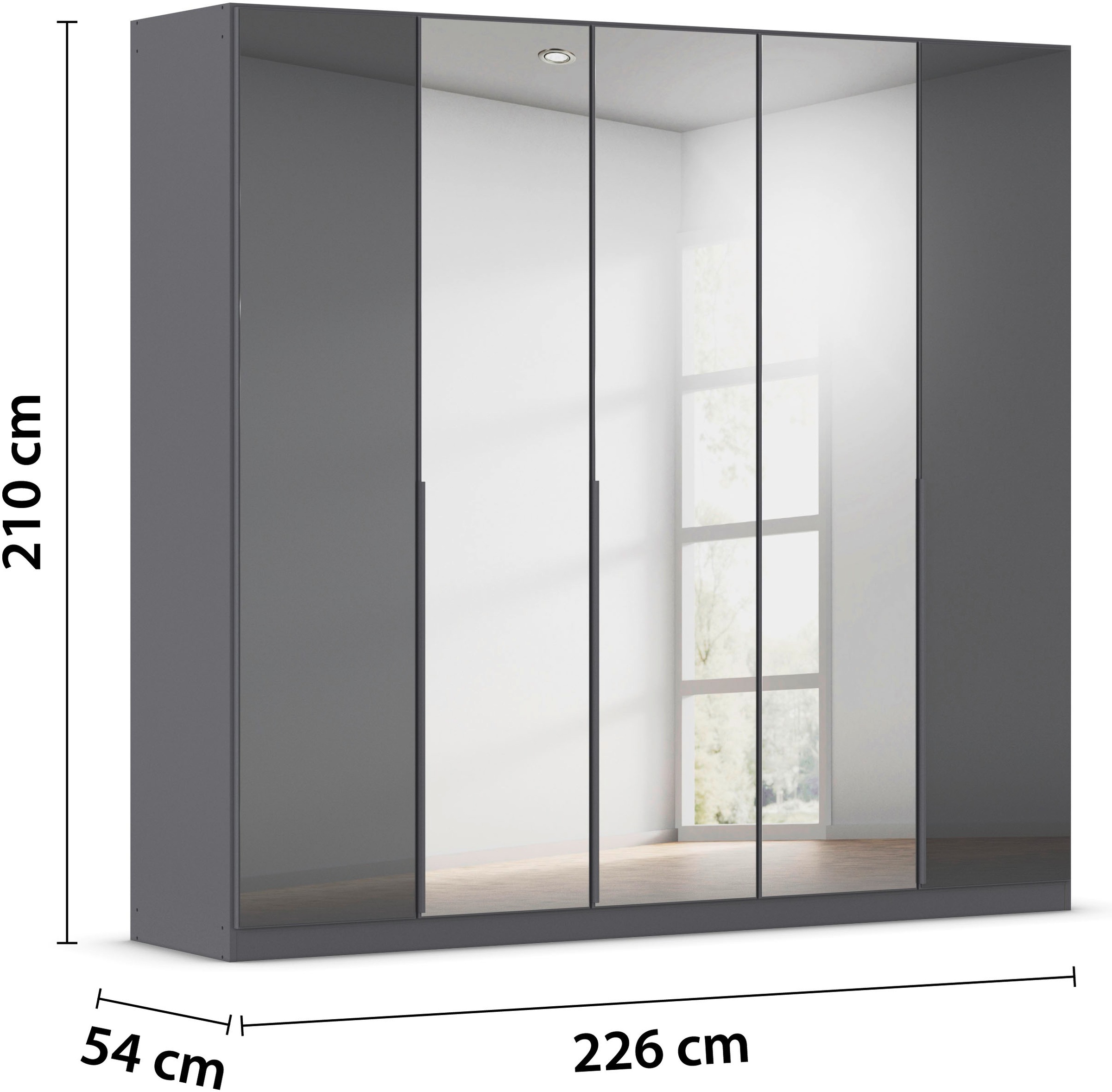 rauch Drehtürenschrank »Kleiderschrank Kleiderschränke Schrank Garderobe AGORDO mit Glasfront«, (in zwei Griff-Farben), durchdachte Innenausstattung, in 6 Breiten und 2 Höhen MADE IN GERMANY