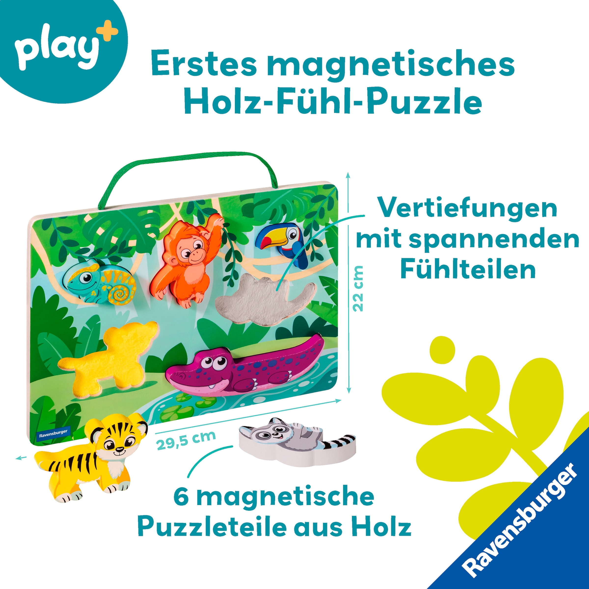 Ravensburger Puzzle »Play+ Magnetisches Holz-Fühl-Puzzle: Dschungel«