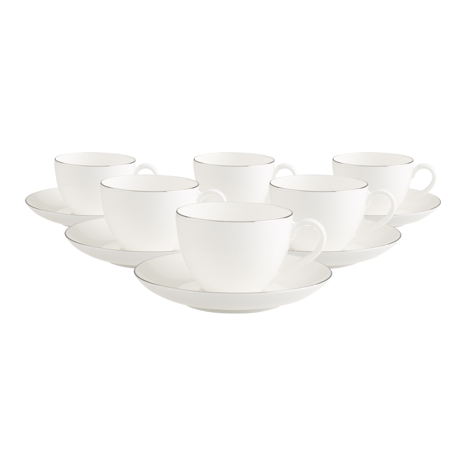 Villeroy & Boch Tasse "Kaffeetassen mit Untertassen Anmut Platinum No.1 150 ml 6er Set weiß"