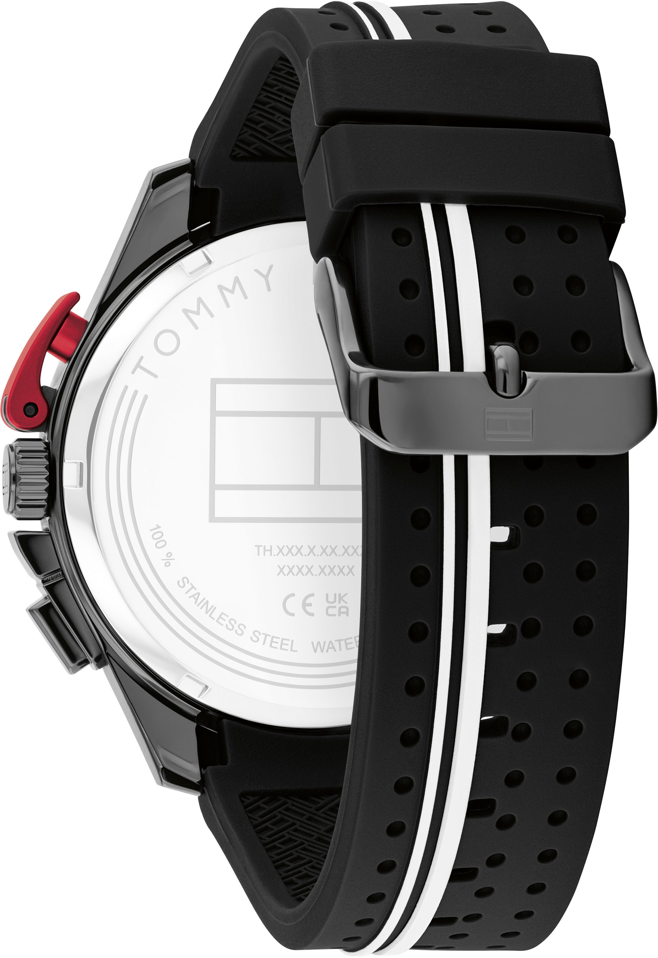 Tommy Hilfiger Chronograph »BANK«, Quarzuhr, Armbanduhr, Herrenuhr, Silikonarmband, analog, Stoppfunktion
