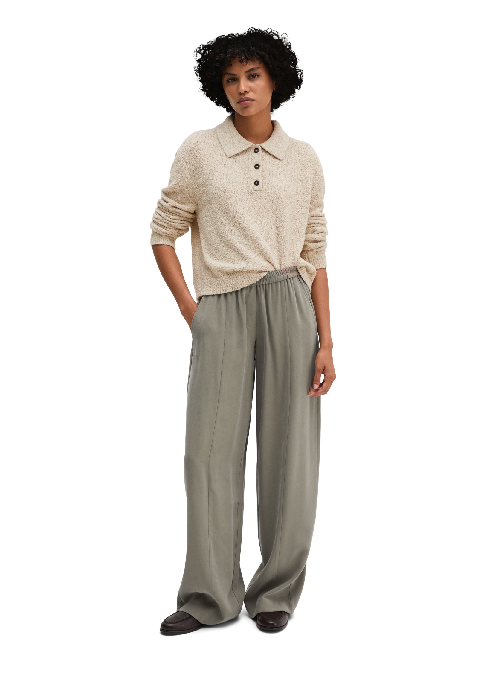 Marc O'Polo Langarm-Poloshirt »aus Bouclé-Garn«