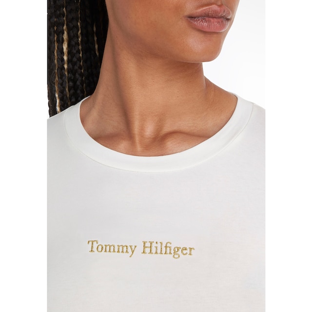 Tommy Hilfiger Langarmshirt »SLIM NY METALLIC C-NK LS«, mit  metallicfarbenen Print & Tommy Hilfiger Markenlabel für kaufen | BAUR