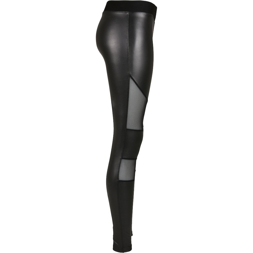URBAN CLASSICS Leggings »Urban Classics Damen Ladies Tech Mesh Faux Leather Leggings«, (1 tlg.)