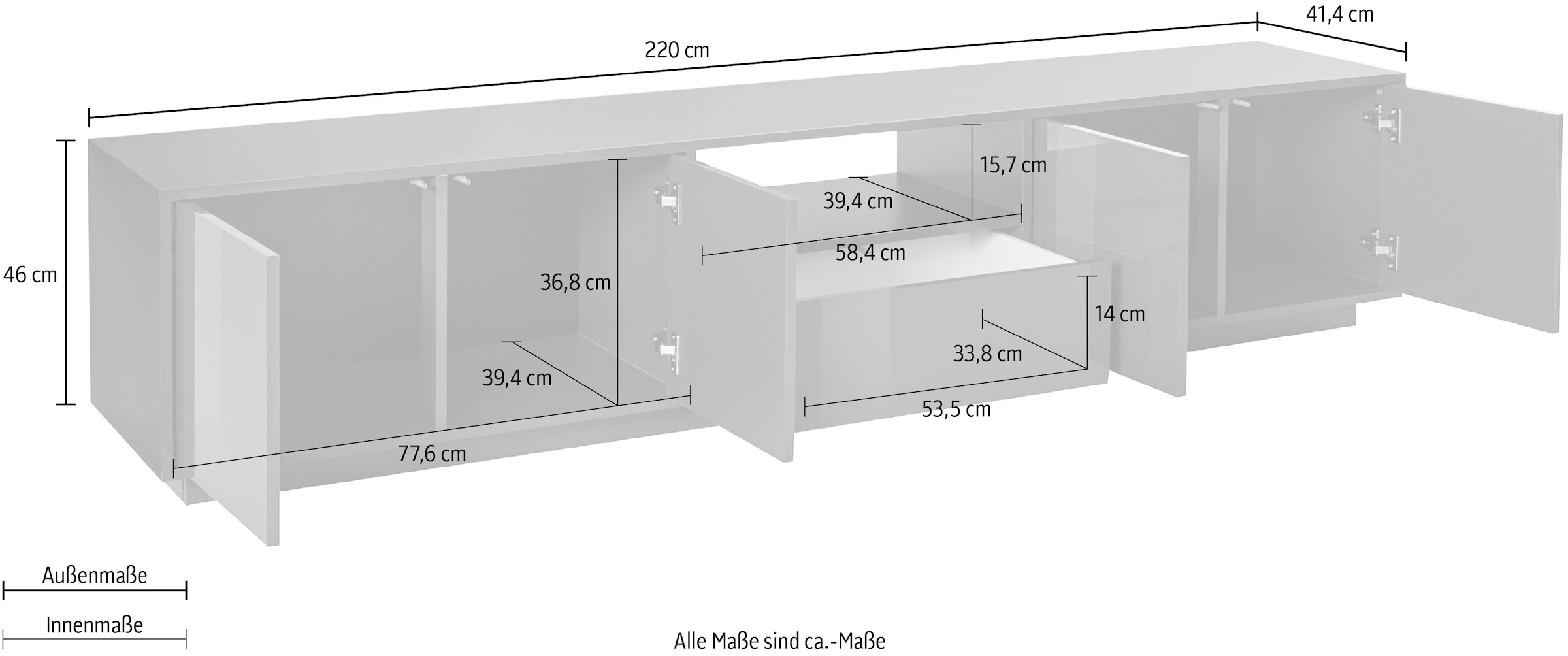 INOSIGN TV-Board »bloom«, Breite ca. 220 cm