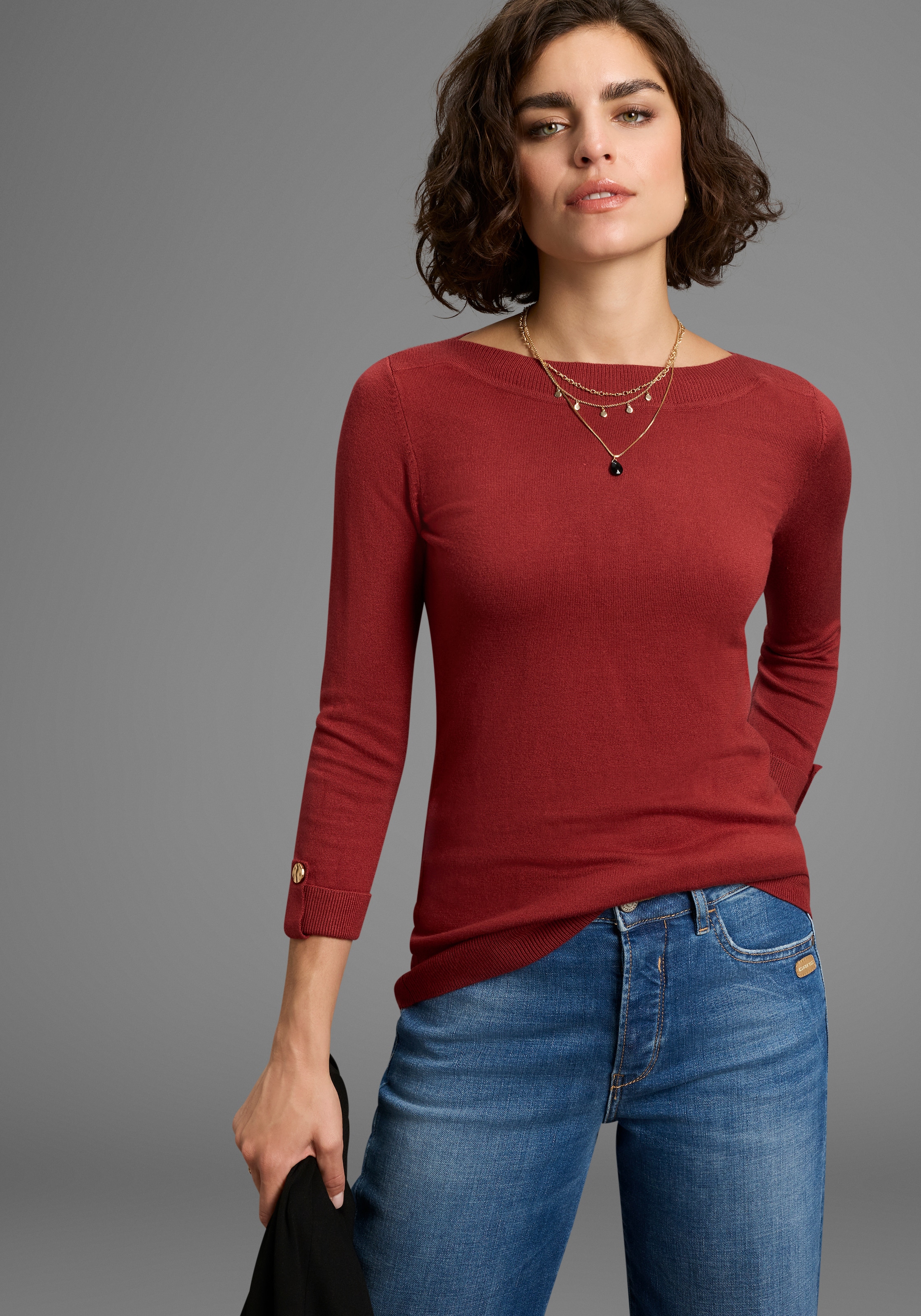 Laura Scott 3/4 Arm-Pullover, mit Knopfdetails - NEUE KOLLEKTION günstig online kaufen