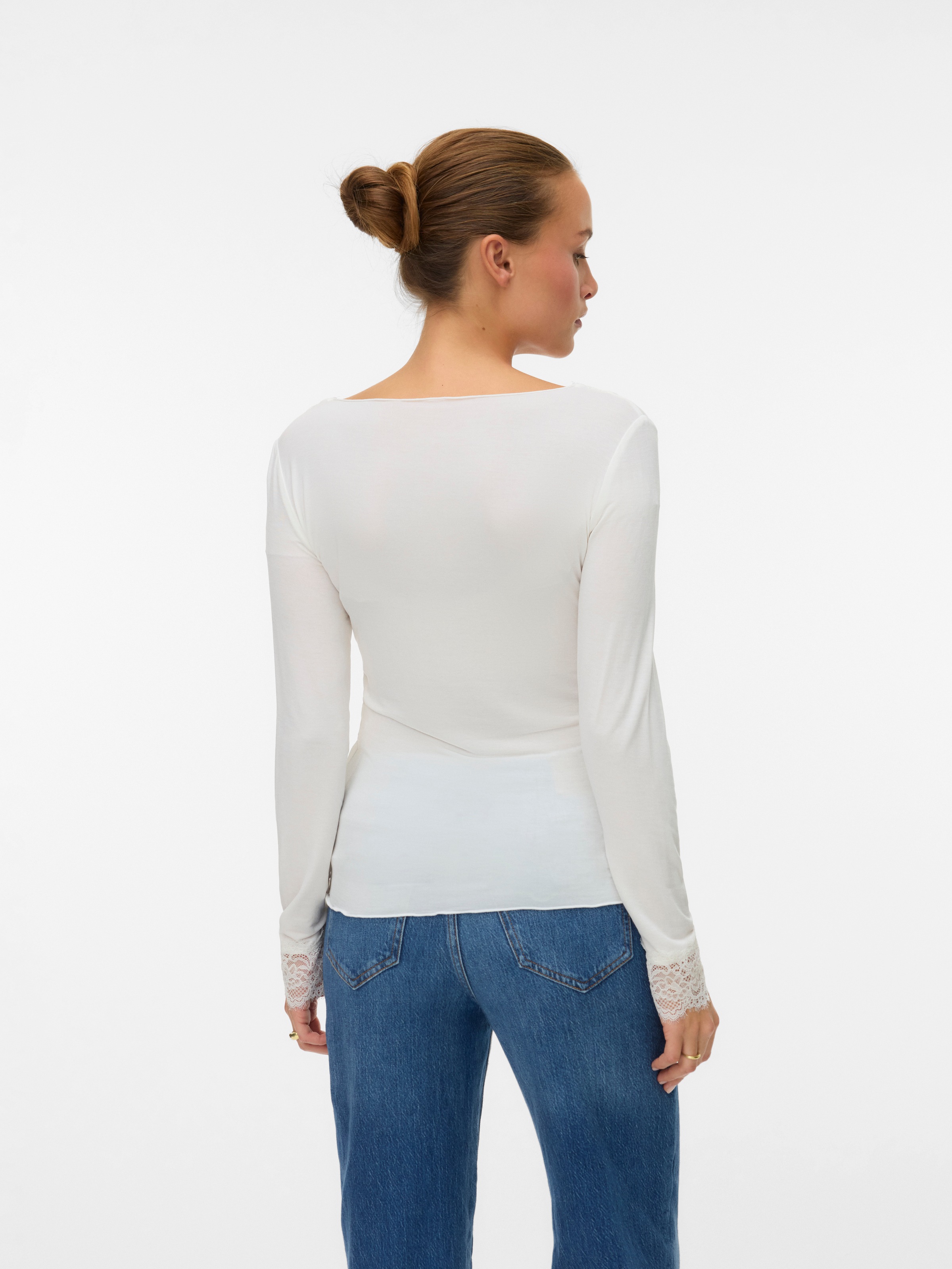 Vero Moda Langarmshirt "VMSKYE LS V-NECK LACE TOP JRS NOOS" günstig online kaufen