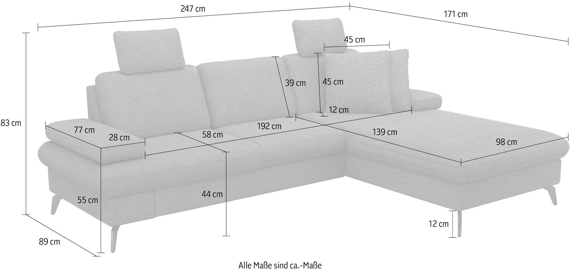 sit&more Ecksofa »Morris Jubi L-Form«, inkl. Armteilfunktion und 1 Zierkissen, wahlweise mit Bettfunktion