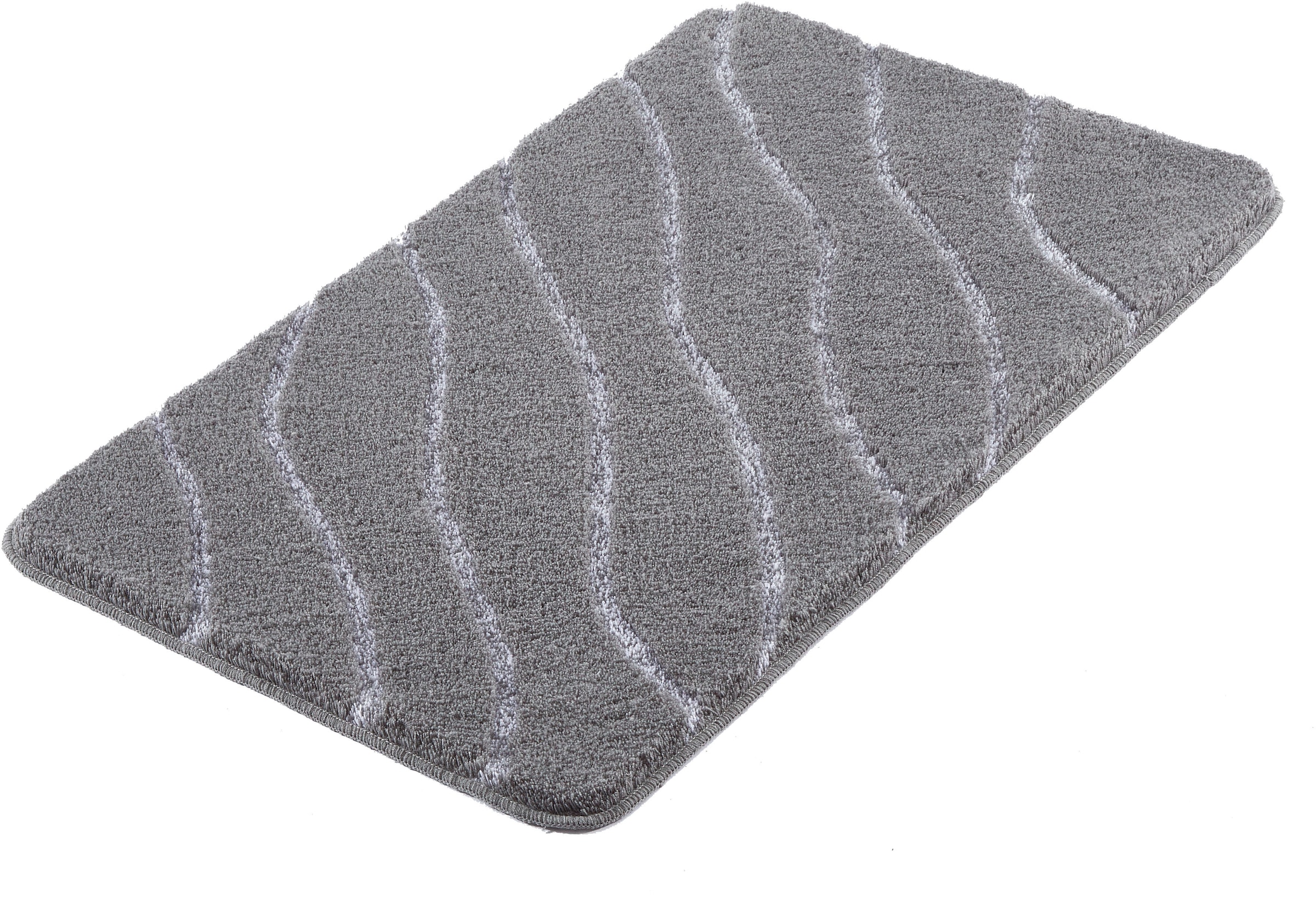Kleine Wolke Badematte "Tram, Badvorleger, Badezimmer Teppich" Höhe 20 mm rutschhemmend beschichtet fußbodenheizungsgeeignet Badteppich, modernes Wellen Design, Hoch-Tief Effekt