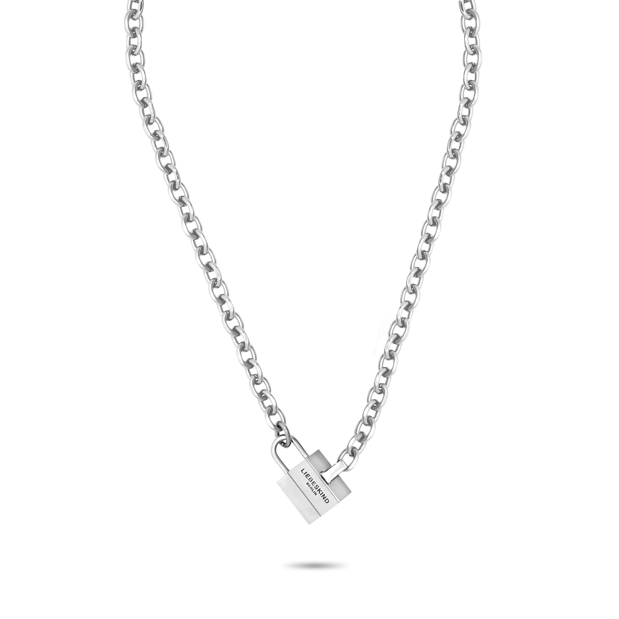 Kette mit Anhänger LIEBESKIND BERLIN "Schmuck Geschenk Edelstahl Halskette The Love Bond", silber (silberfarben), Halsketten, Damen, Edelstahl, L: 45 B: 5mm, B:5mm