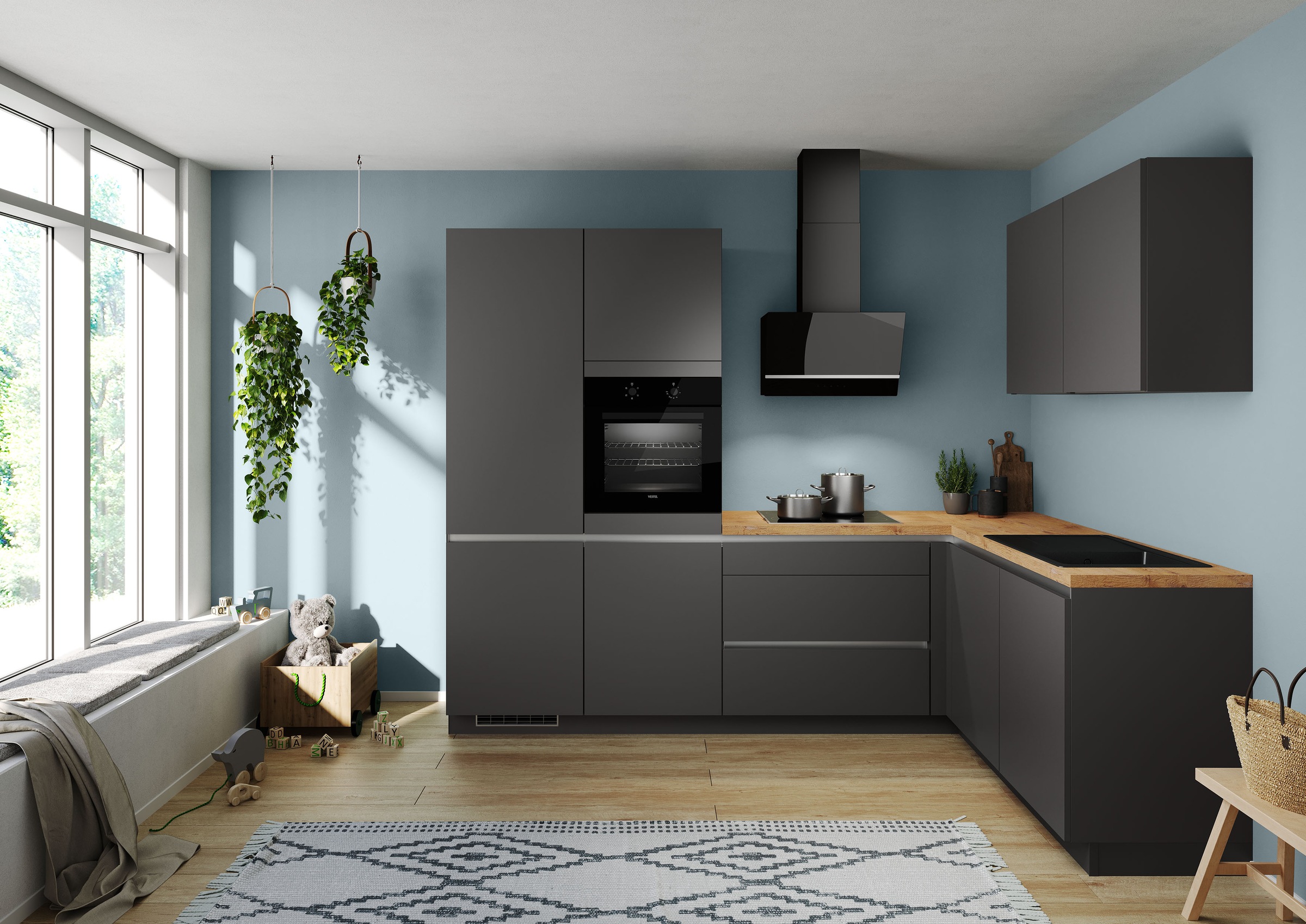 IMPULS KÜCHEN Winkelküche ""Dublin", Anti Fingerprint Oberfläche, Schubkäst günstig online kaufen