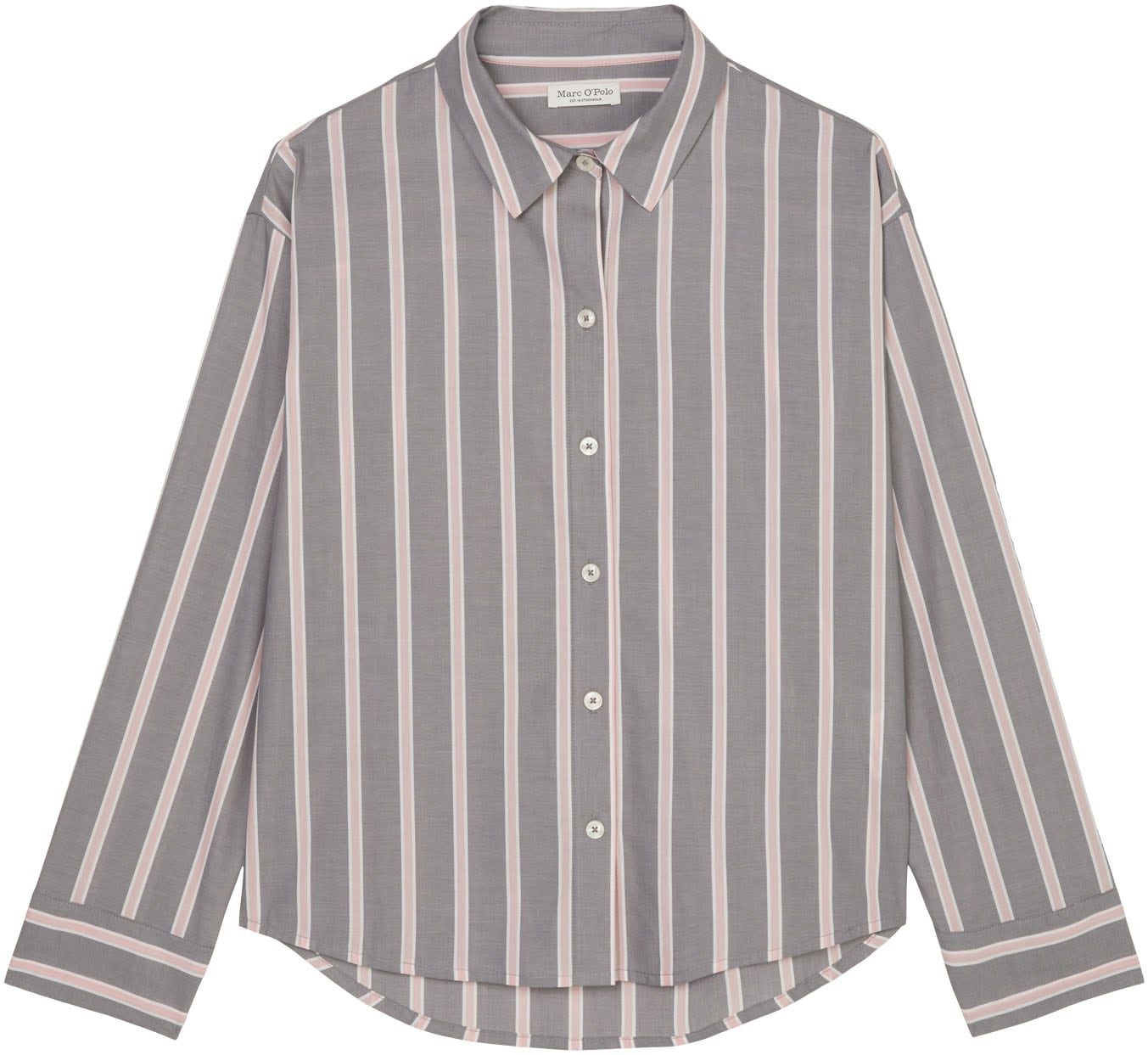 Marc O'Polo Langarmshirt »Mix & Match Woven«, Knöpfe, Langarm, Streifen, Popeline, Baumwolle
