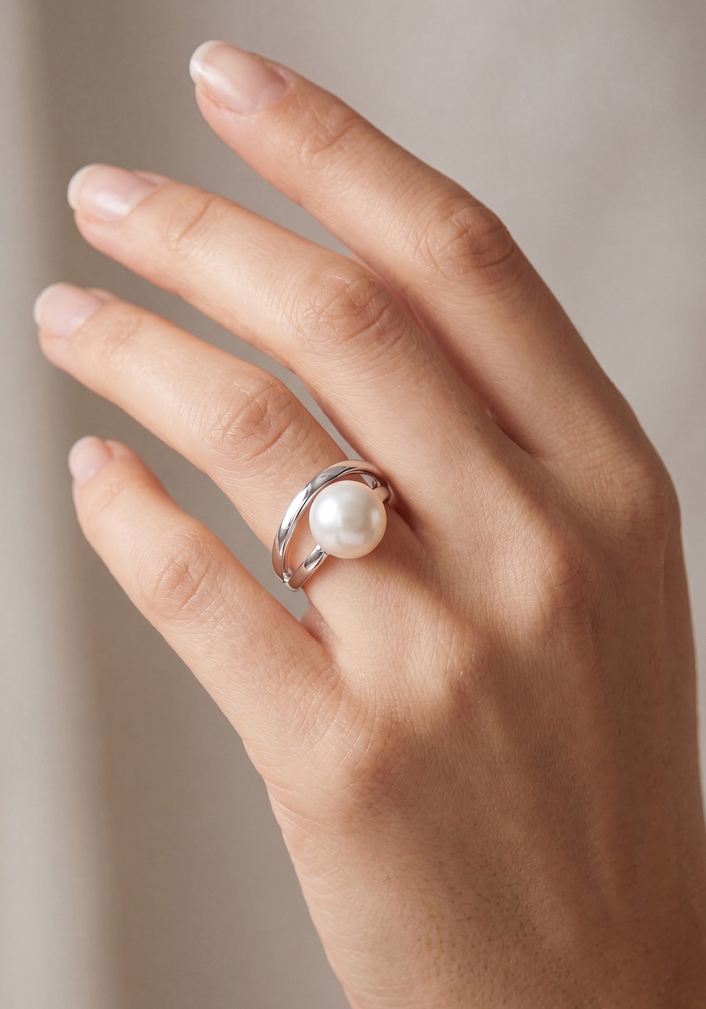 JOBO Perlenring »Ring mit großer Perle« 925 Silber