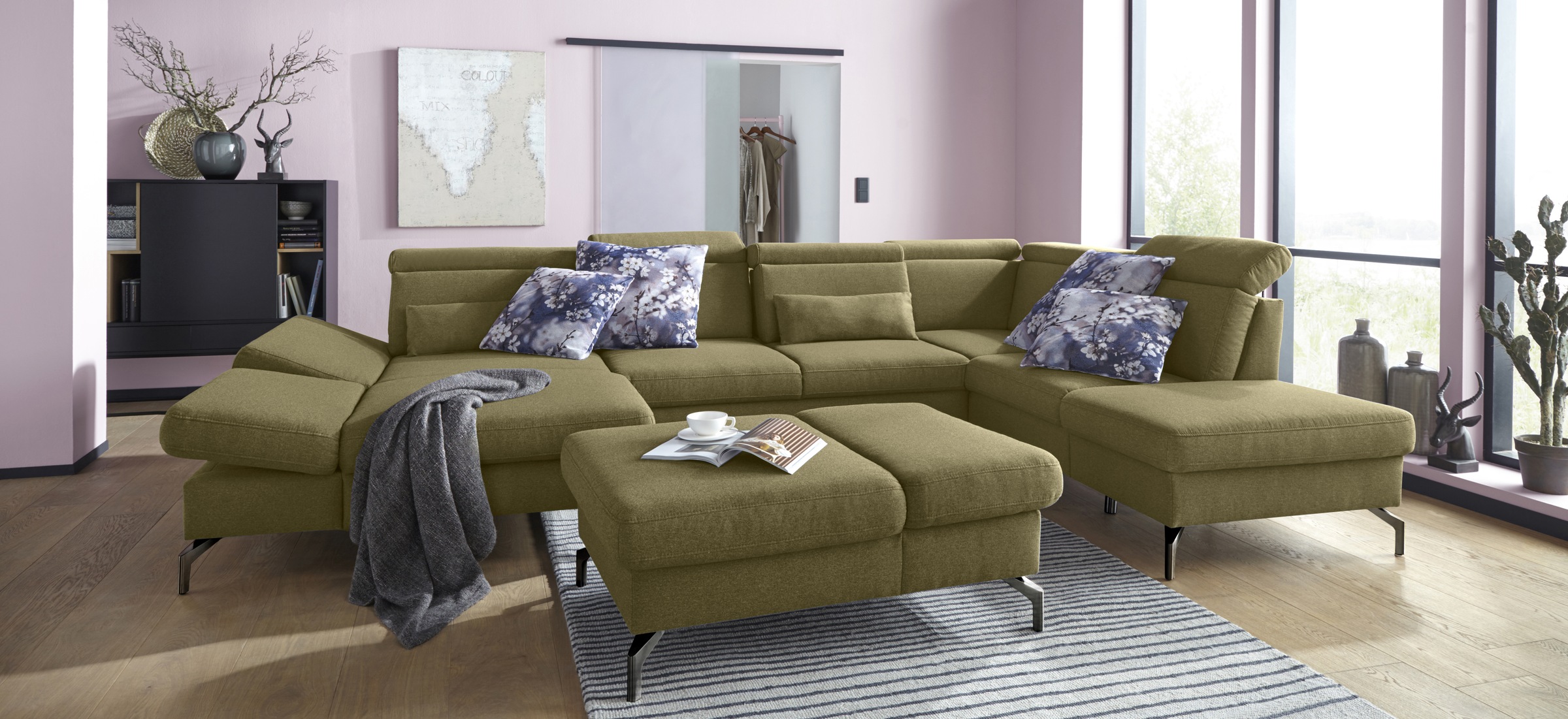 sit&more Hocker »Brisbane«, Fußhöhe 15 cm, mit Federkern und Klappfunktion