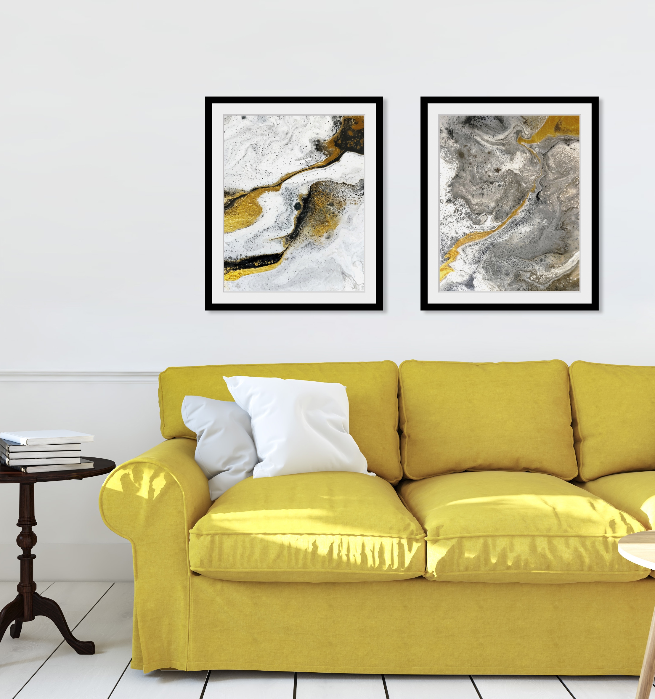 queence Bild »Tweety«, Abstrakt-Kunst-Marmor-Modern, HD Premium Poster-Druck inkl. Holzrahmen