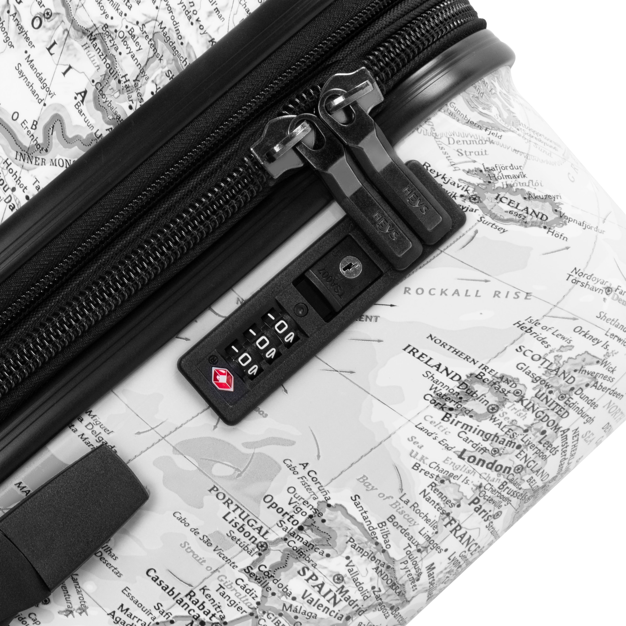 Heys Hartschalen-Trolley »Journey 3G schwarz/weiß, 66 cm«, 4 Rollen, Reisegepäck Koffer mittel groß TSA Schloss Volumenerweiterung