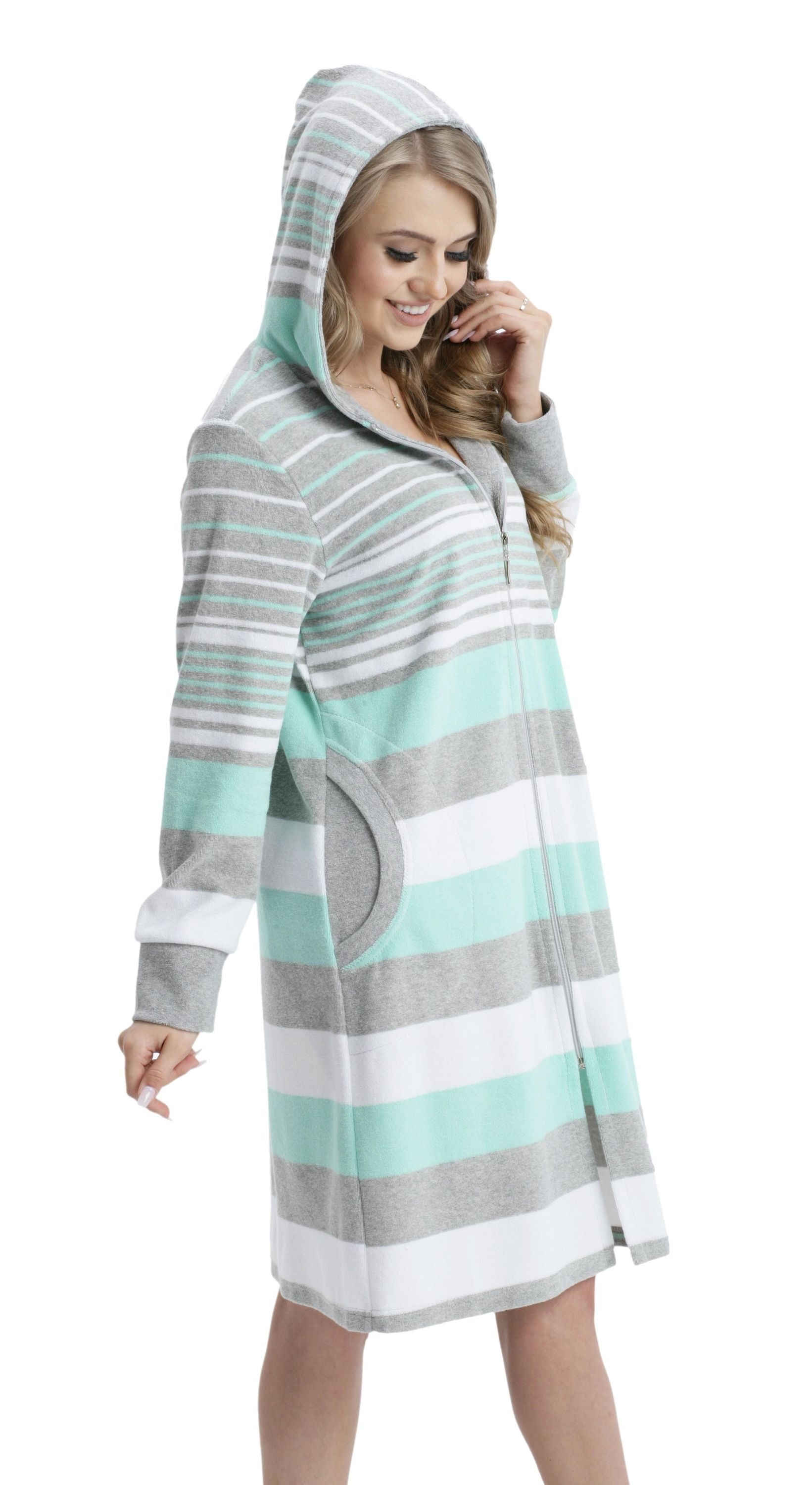 AQUARTI Damenbademantel "Bademantel Aquarti Damen Frottee Bademantel Gestre günstig online kaufen