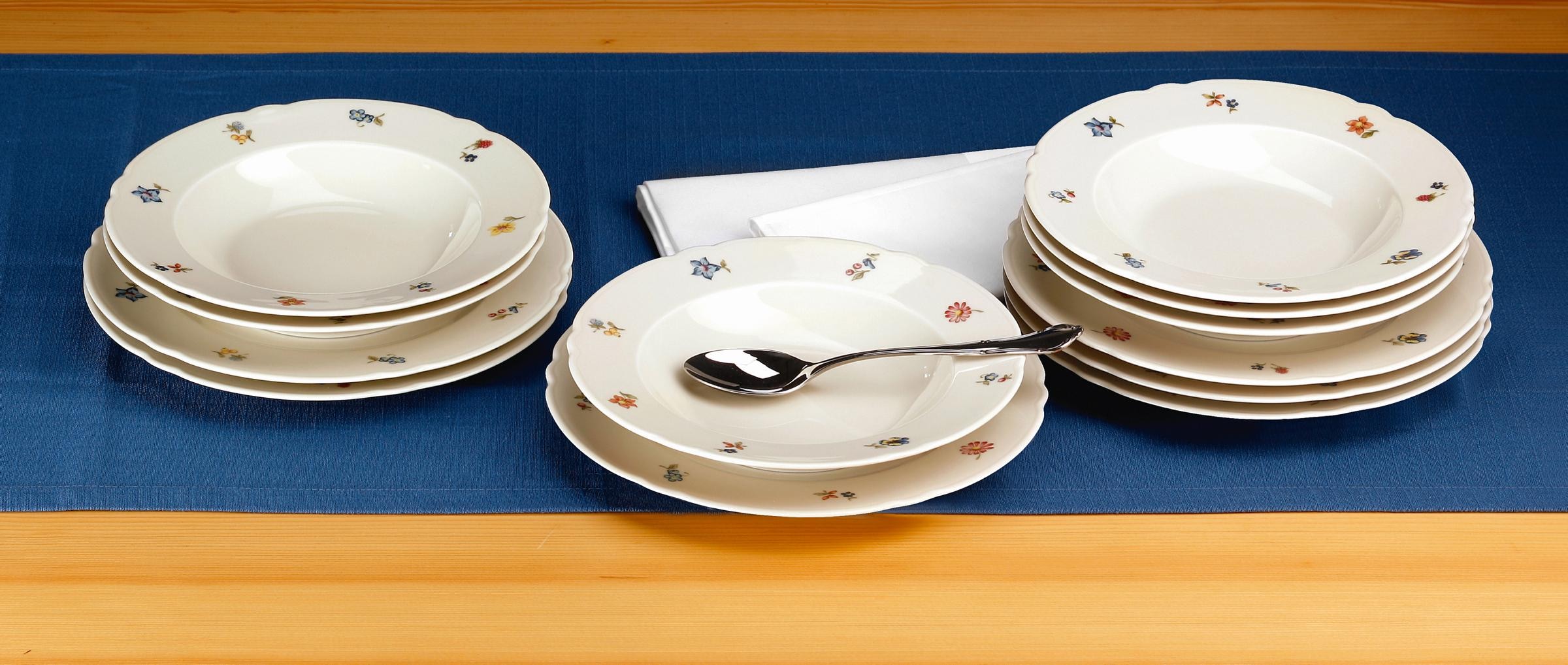 Seltmann Weiden Tafelservice »Teller Set, Geschirr-Set Marieluise«, (Set, 12 tlg.), Speiseteller, Suppenteller Made in Germany, 12 Teile, für 6 Personen